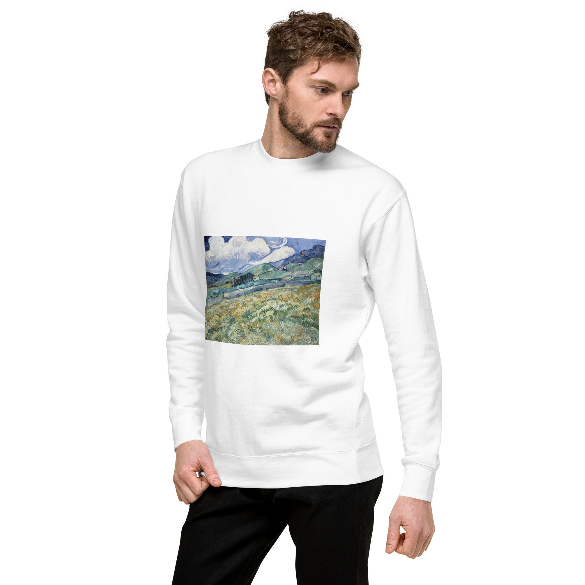 Sweatshirt mit berühmtem Gemälde „Landschaft von Saint-Rémy“ von Vincent van Gogh | Premium-Sweatshirt für Unisex