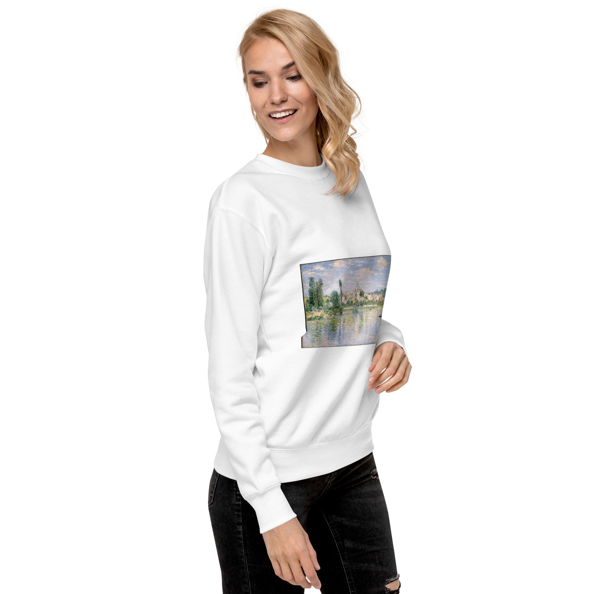 Claude Monet 'Vetheuil in Summer' Famous Painting Sweatshirt | Unisex Premium Sweatshirt