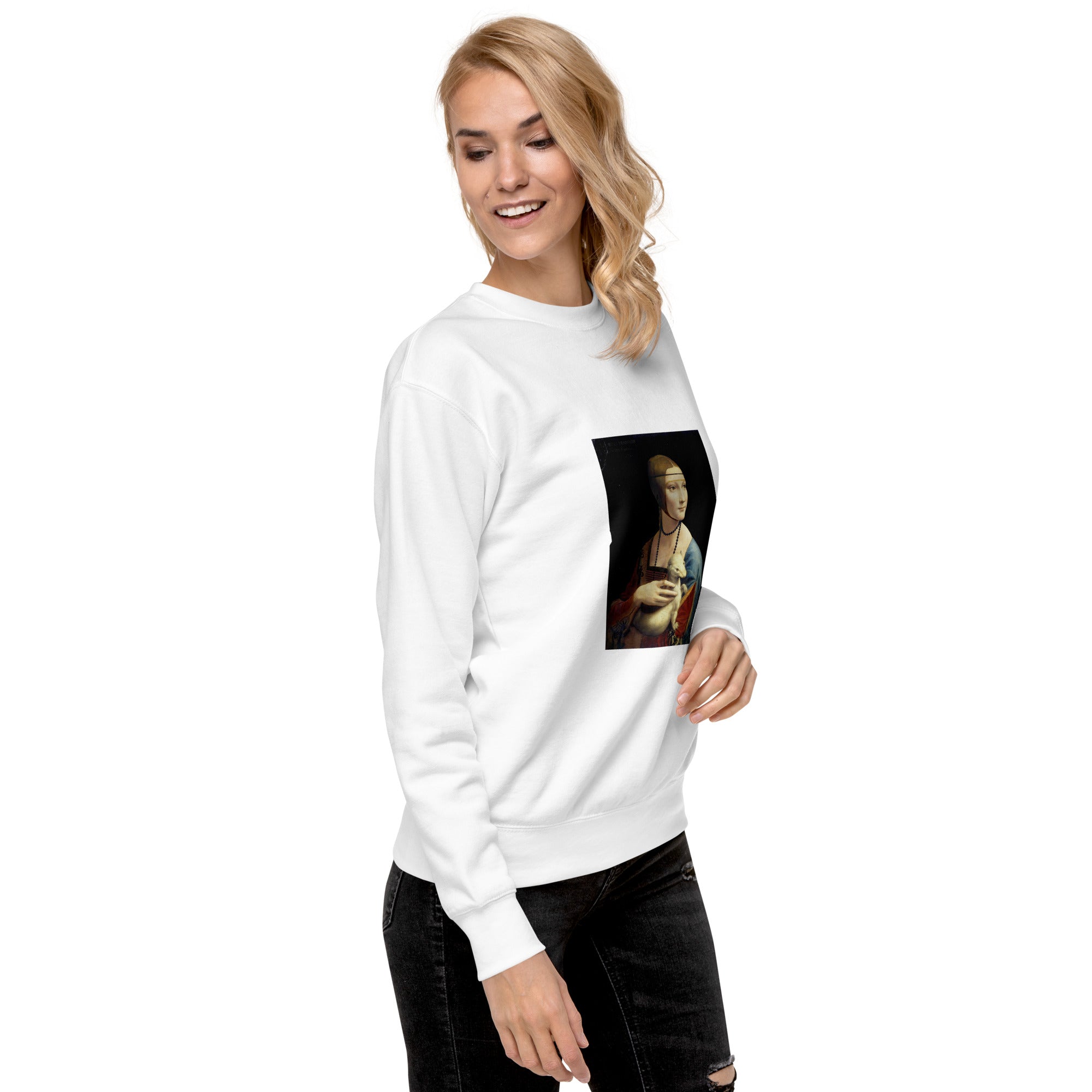 Sweatshirt mit berühmtem Gemälde „Die Dame mit dem Hermelin“ von Leonardo da Vinci, Unisex, Premium-Sweatshirt