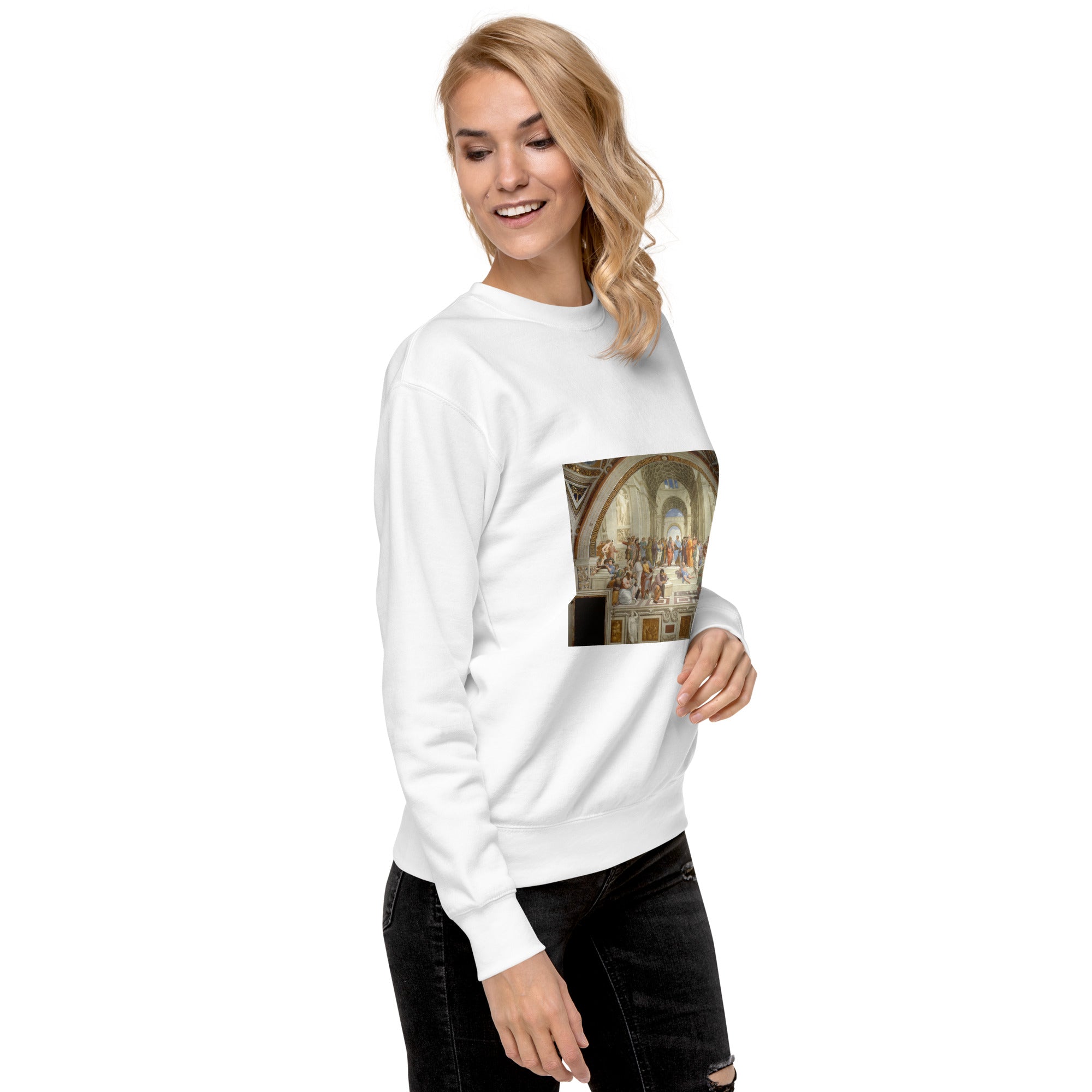 Sweatshirt mit berühmtem Gemälde „Die Schule von Athen“ von Raphael | Premium-Sweatshirt für Unisex