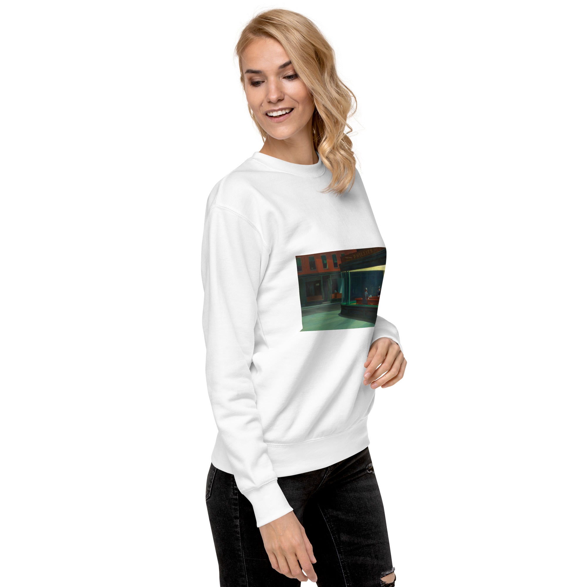 Sweatshirt mit berühmtem Gemälde „Nighthawks“ von Edward Hopper | Premium-Sweatshirt für Unisex