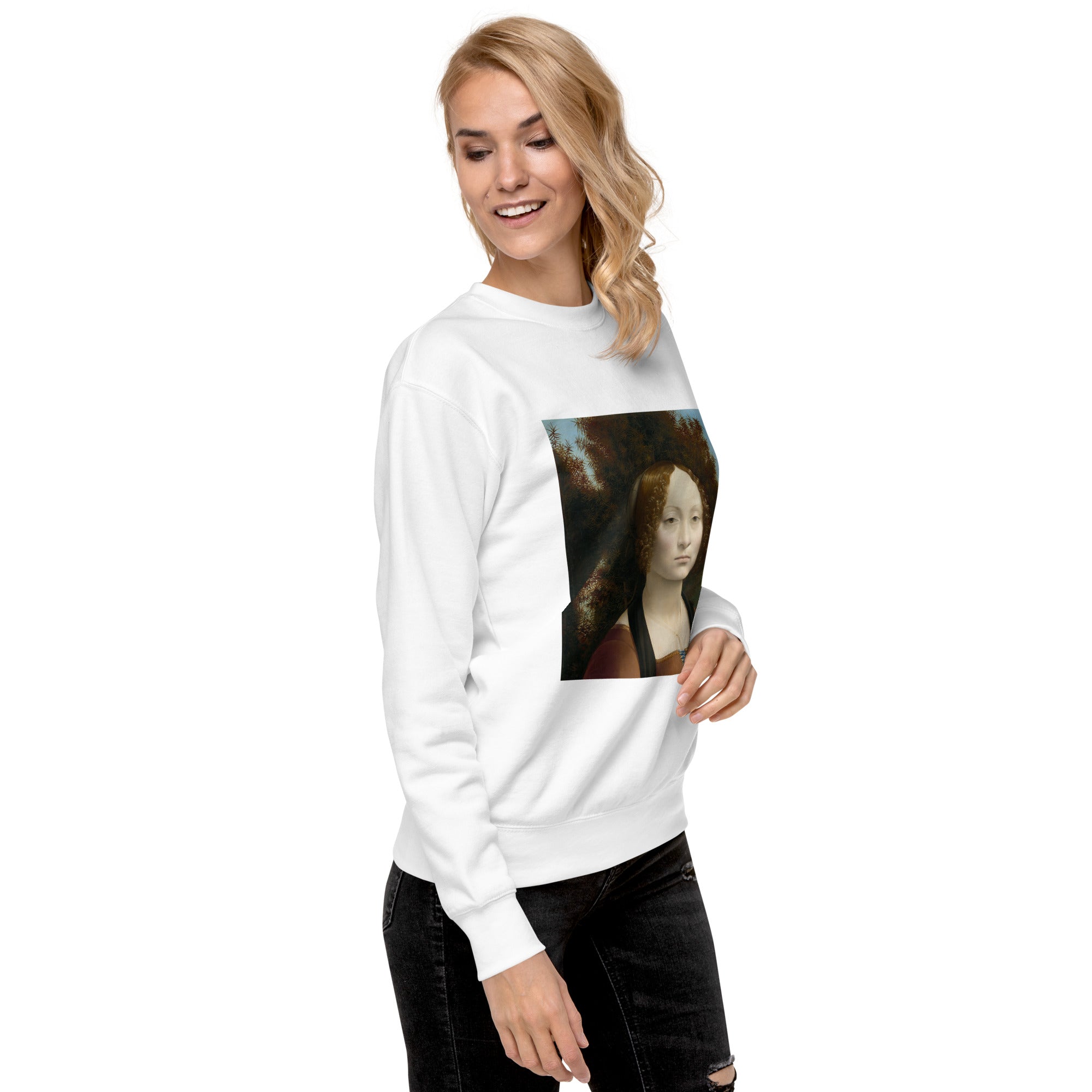 Sweatshirt mit berühmtem Gemälde „Ginevra de‘ Benci“ von Leonardo da Vinci, Premium-Unisex-Sweatshirt