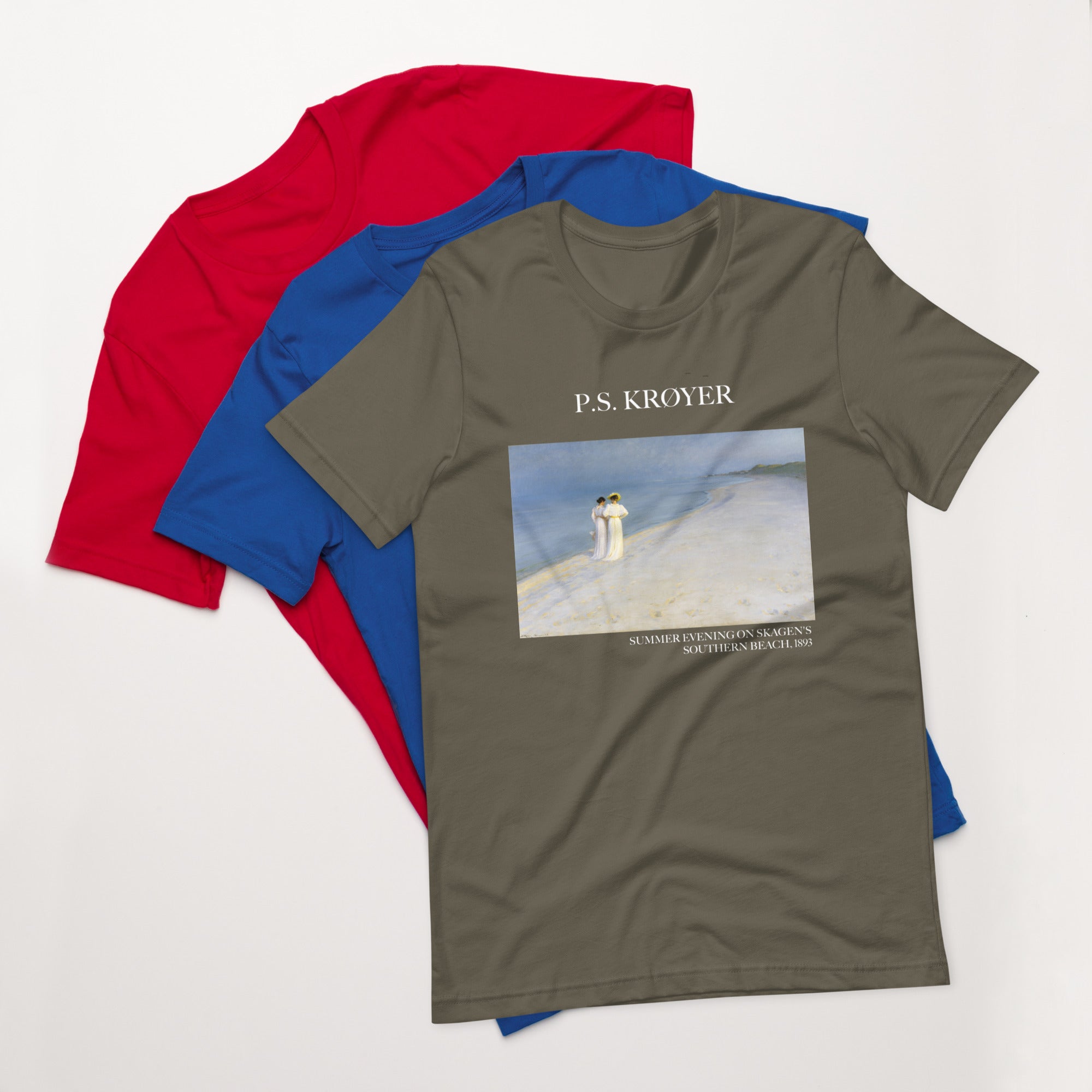 T-Shirt mit berühmtem Gemälde „Sommerabend am Südstrand von Skagen“ von PS Krøyer | Unisex-T-Shirt mit klassischem Kunst-Motiv