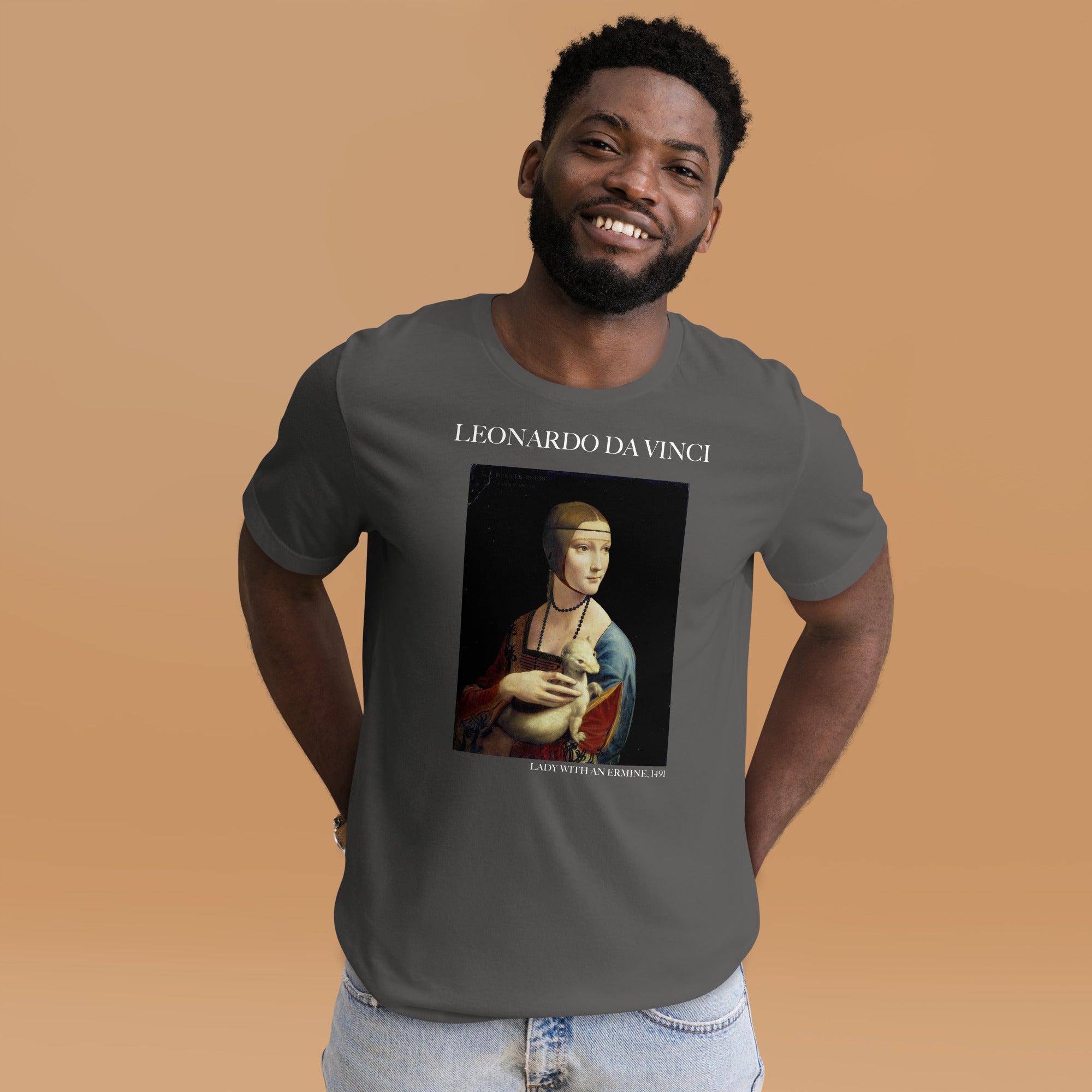 Leonardo da Vinci T-Shirt mit berühmtem Gemälde „Die Dame mit dem Hermelin“ | Unisex-T-Shirt für klassische Kunst