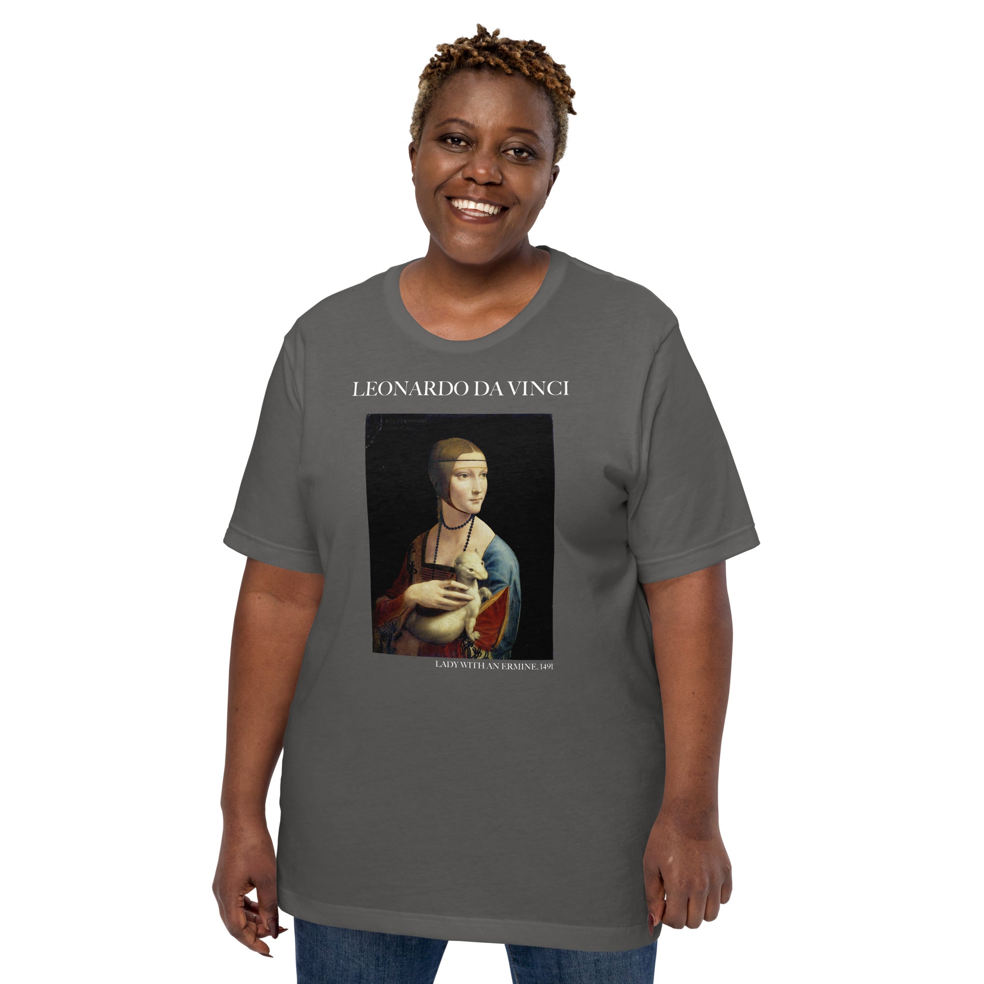 Leonardo da Vinci T-Shirt mit berühmtem Gemälde „Die Dame mit dem Hermelin“ | Unisex-T-Shirt für klassische Kunst