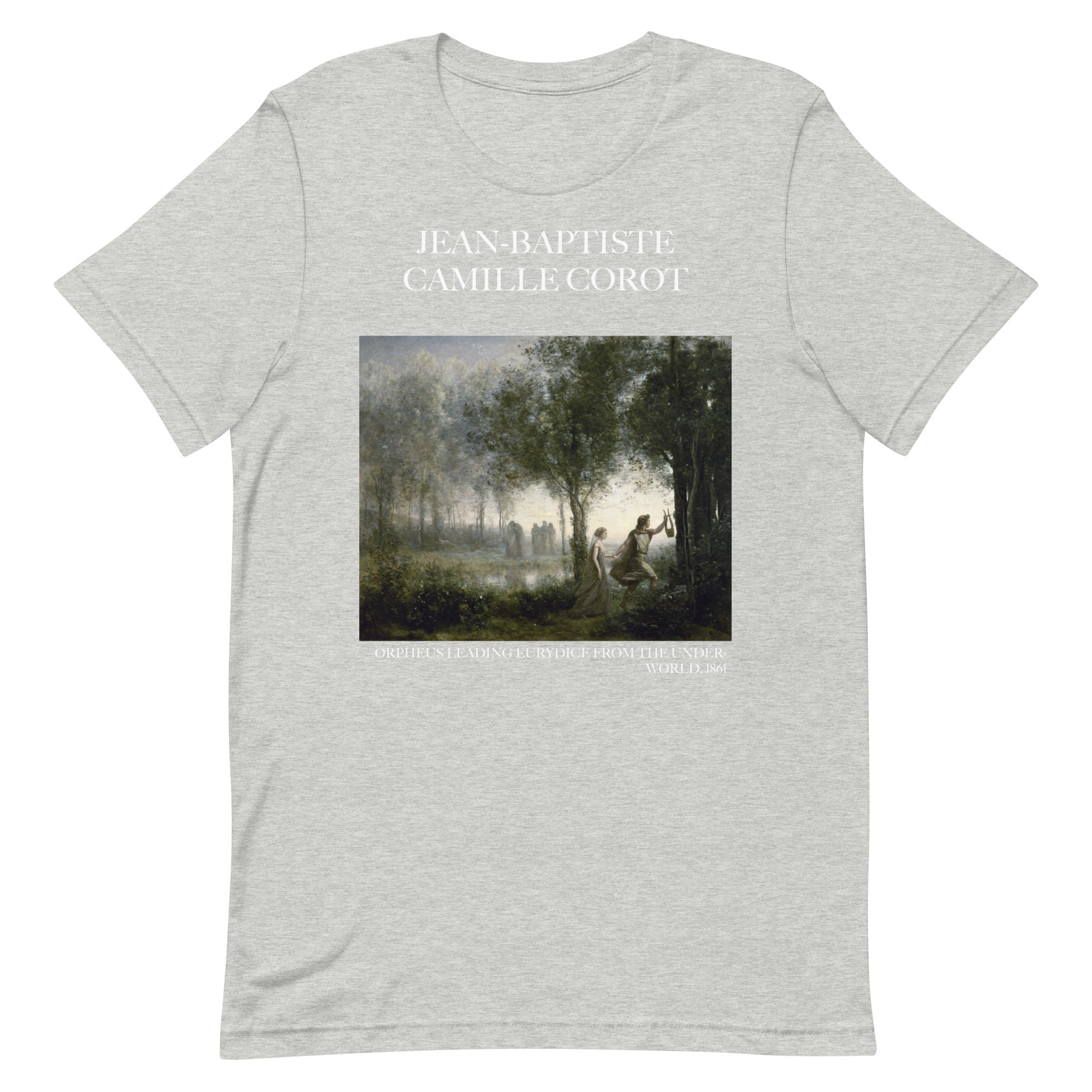 Jean-Baptiste Camille Corot T-Shirt mit berühmtem Gemälde „Orpheus führt Eurydike aus der Unterwelt“ | Unisex-T-Shirt im klassischen Kunststil