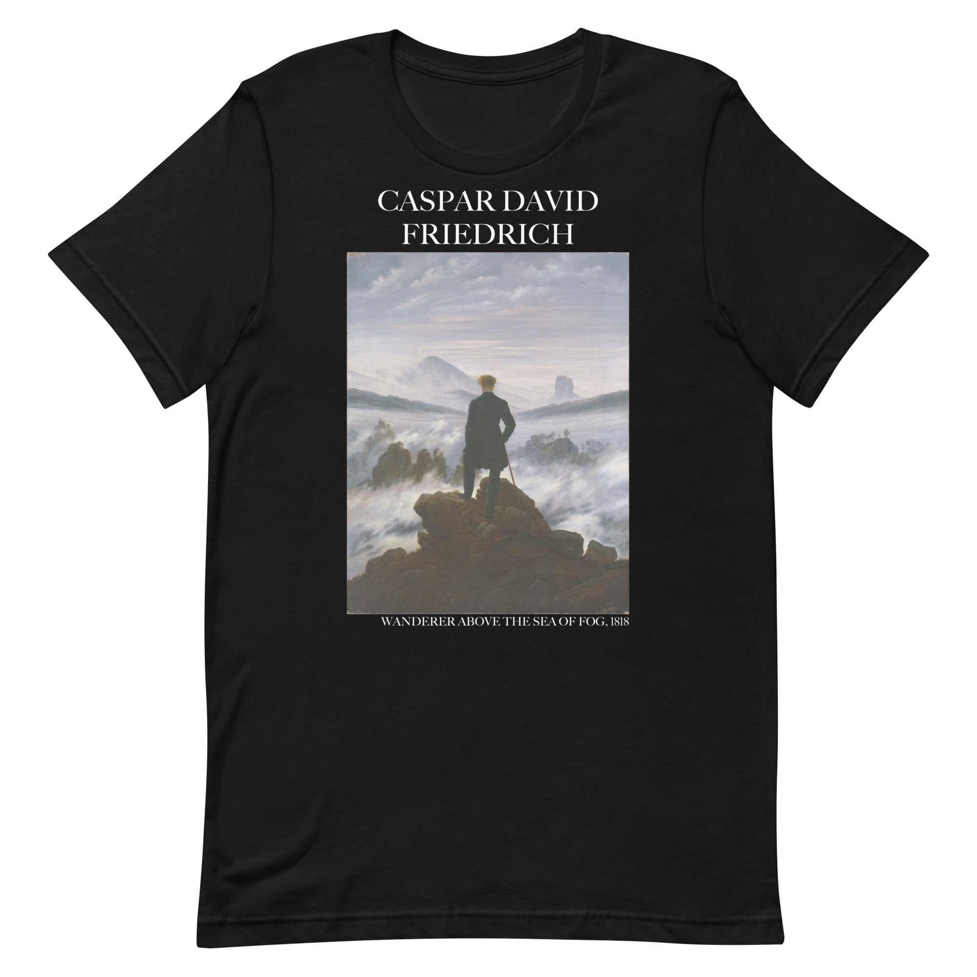 Caspar David Friedrich 'Wanderer Above the Sea of Fog' Famous Painting T-Shirt | Unisex Classic Art Tee