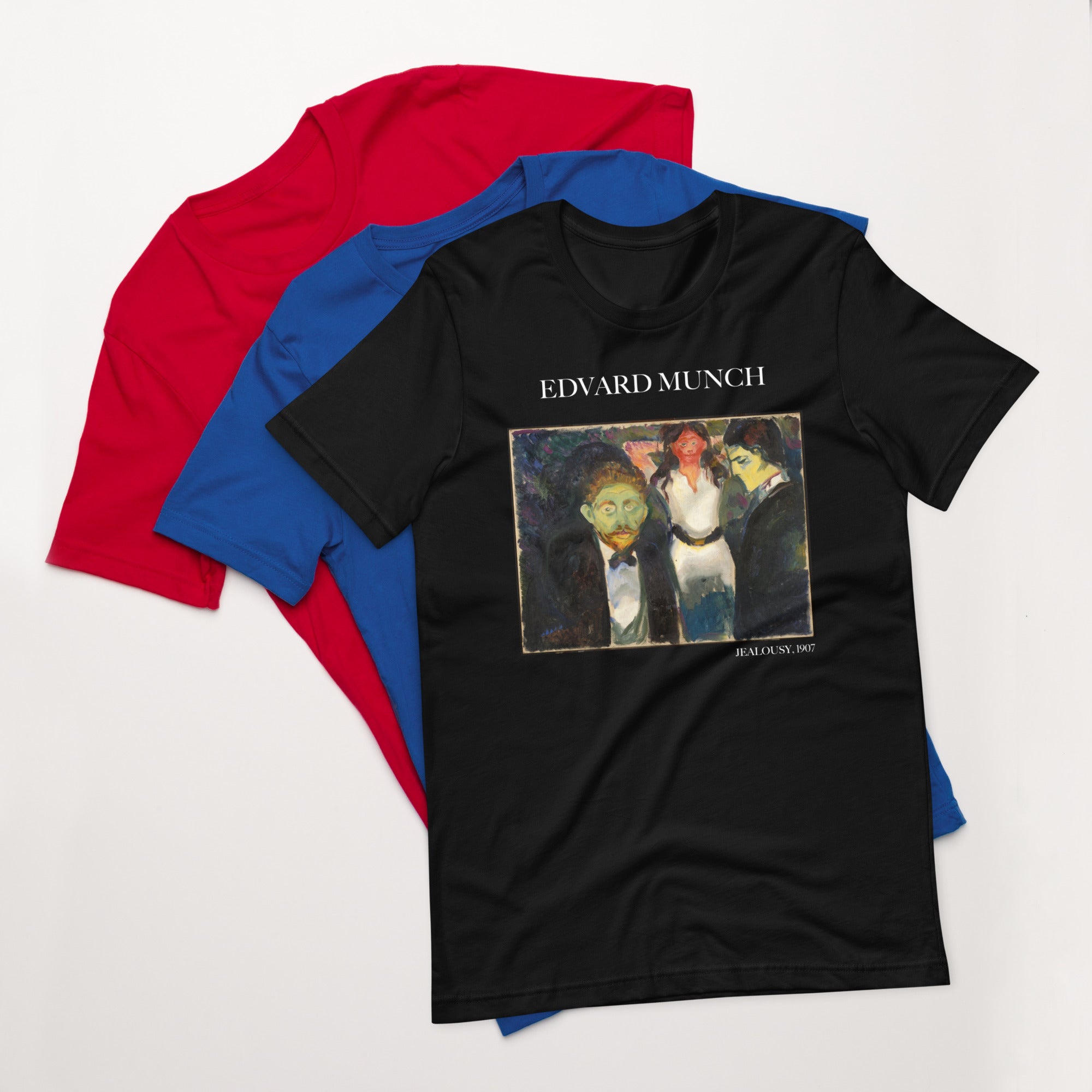 Edvard Munch T-Shirt „Eifersucht“ – berühmtes Gemälde – Unisex-T-Shirt im klassischen Kunststil