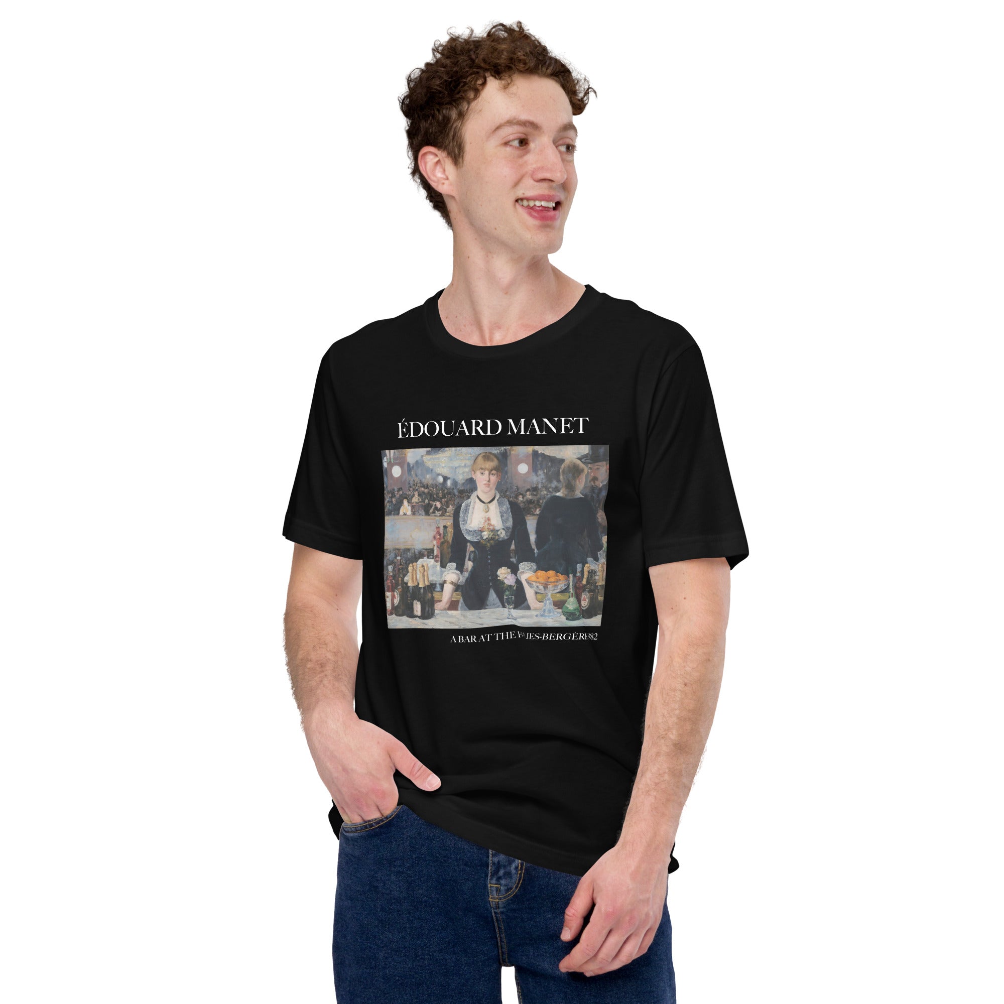 T-Shirt mit berühmtem Gemälde „Eine Bar in den Folies-Bergère“ von Édouard Manet | Unisex-T-Shirt im klassischen Kunststil