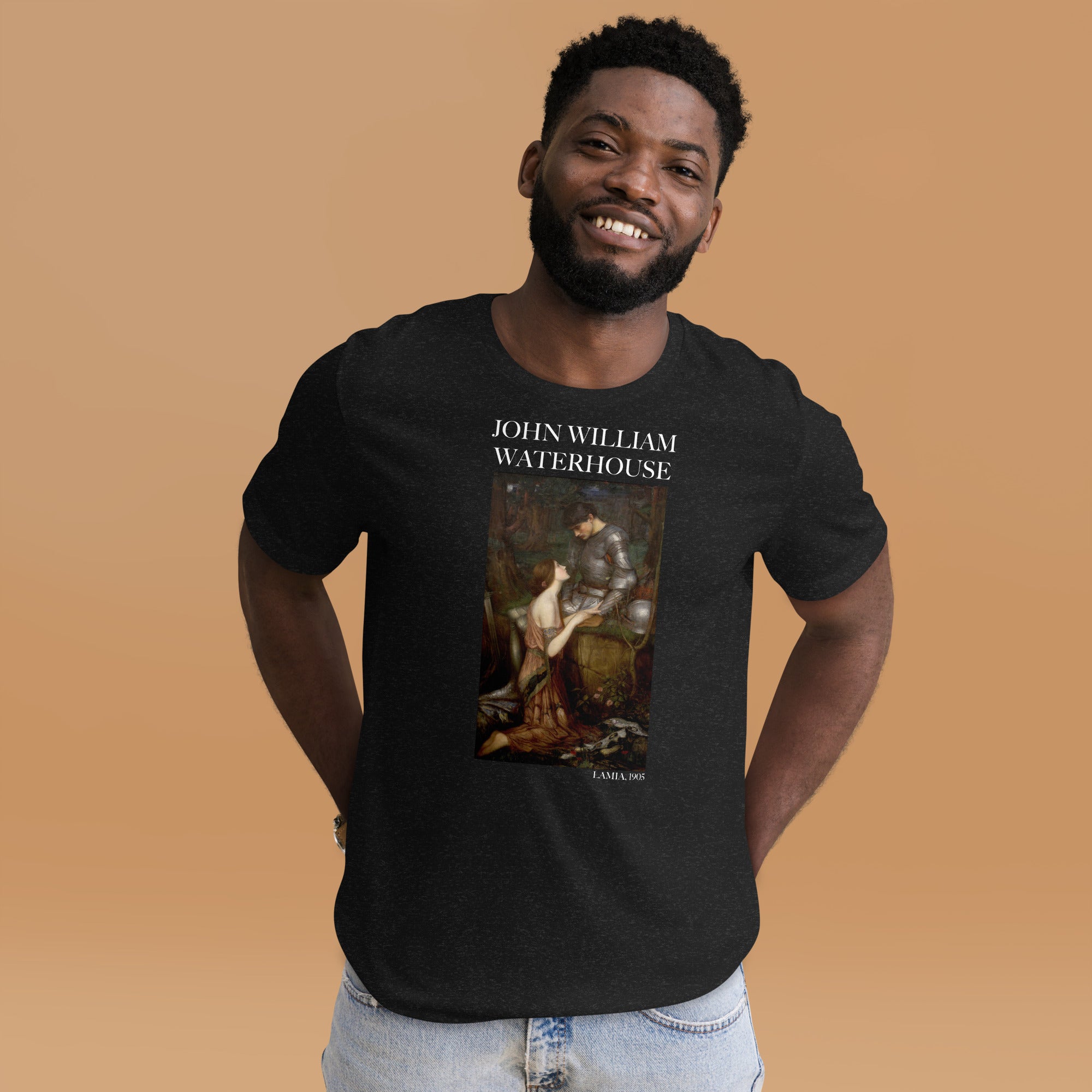 T-Shirt mit berühmtem Gemälde „Lamia“ von John William Waterhouse | Unisex-T-Shirt im klassischen Kunststil