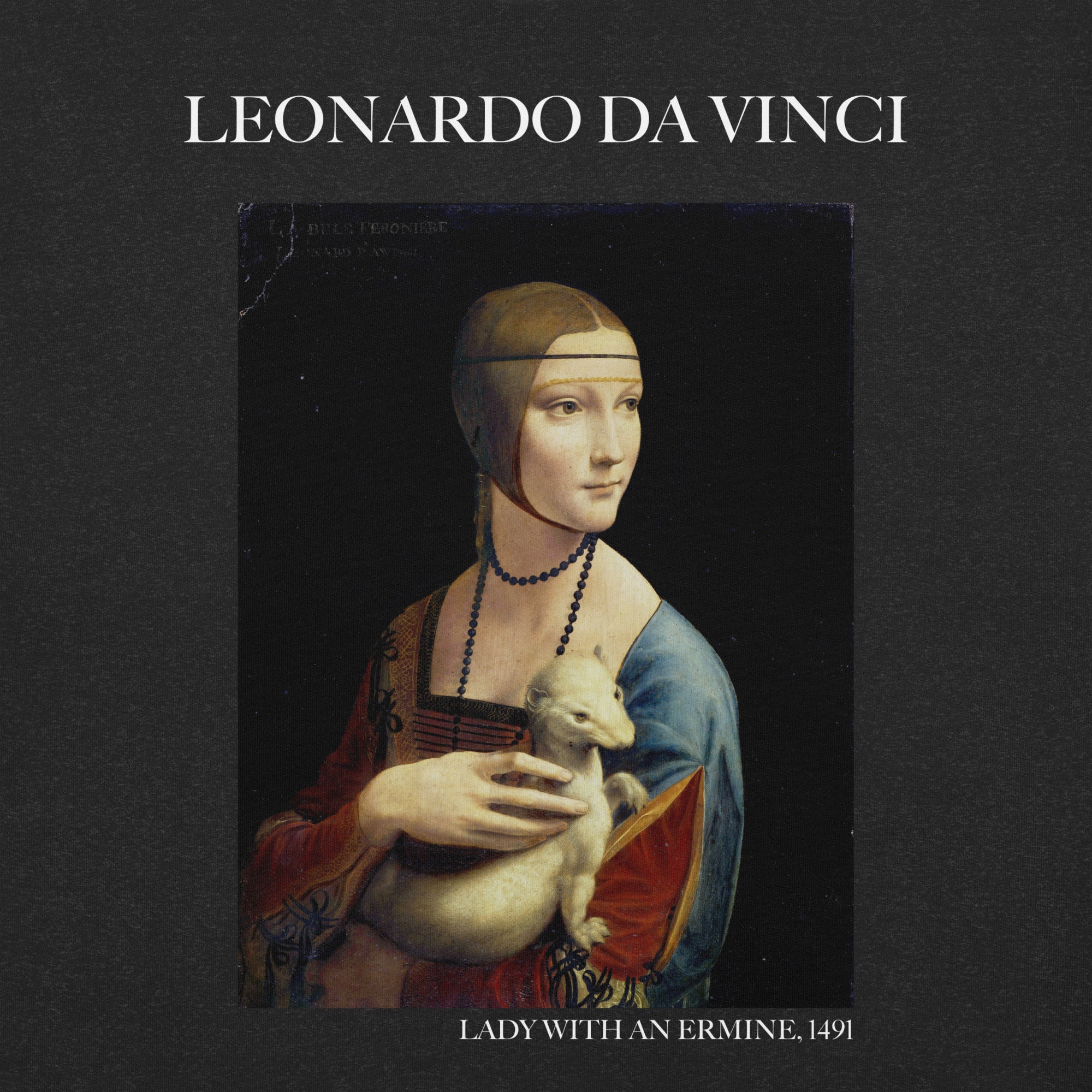 Leonardo da Vinci T-Shirt mit berühmtem Gemälde „Die Dame mit dem Hermelin“ | Unisex-T-Shirt für klassische Kunst