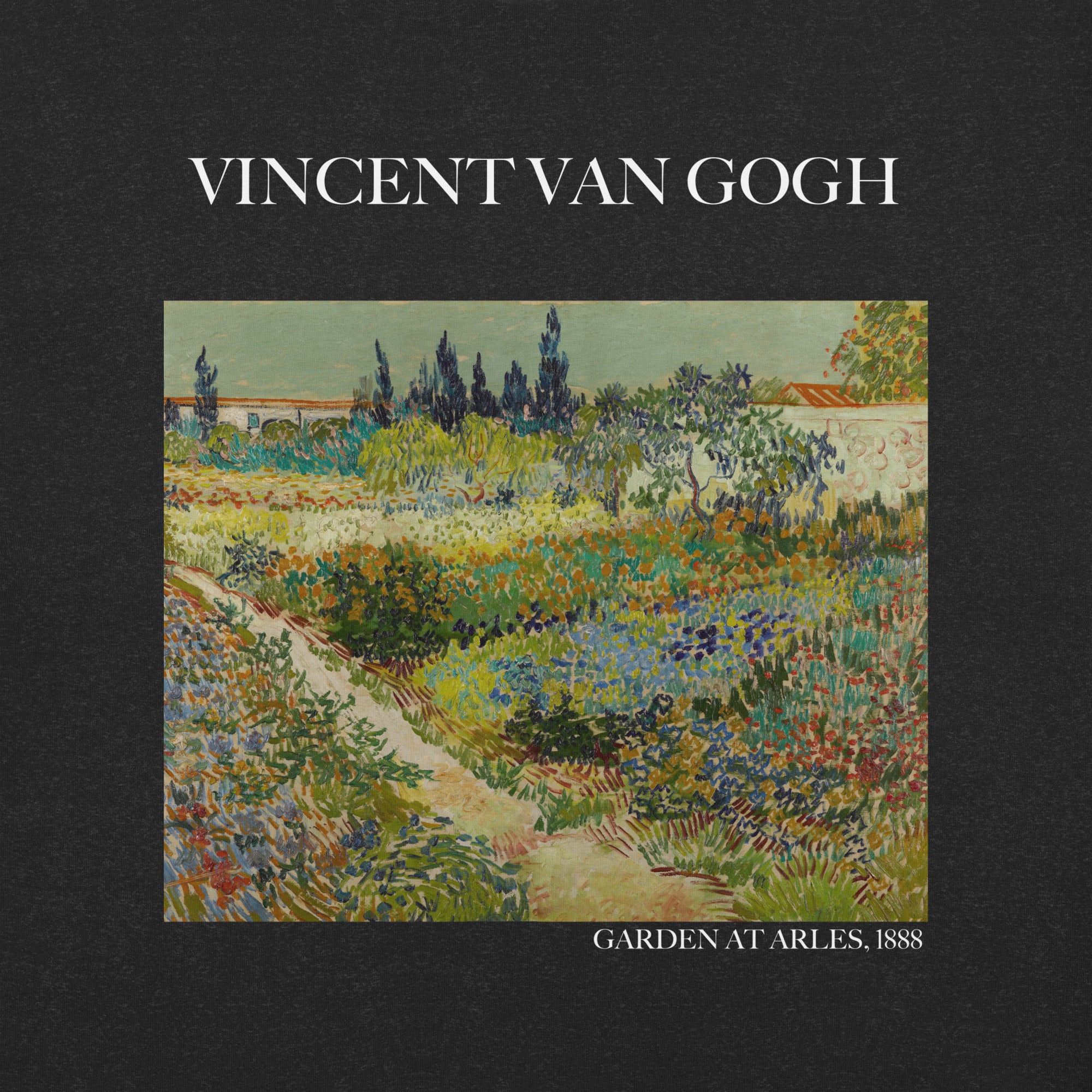 T-Shirt mit berühmtem Gemälde „Garten in Arles“ von Vincent van Gogh | Unisex-T-Shirt im klassischen Kunststil