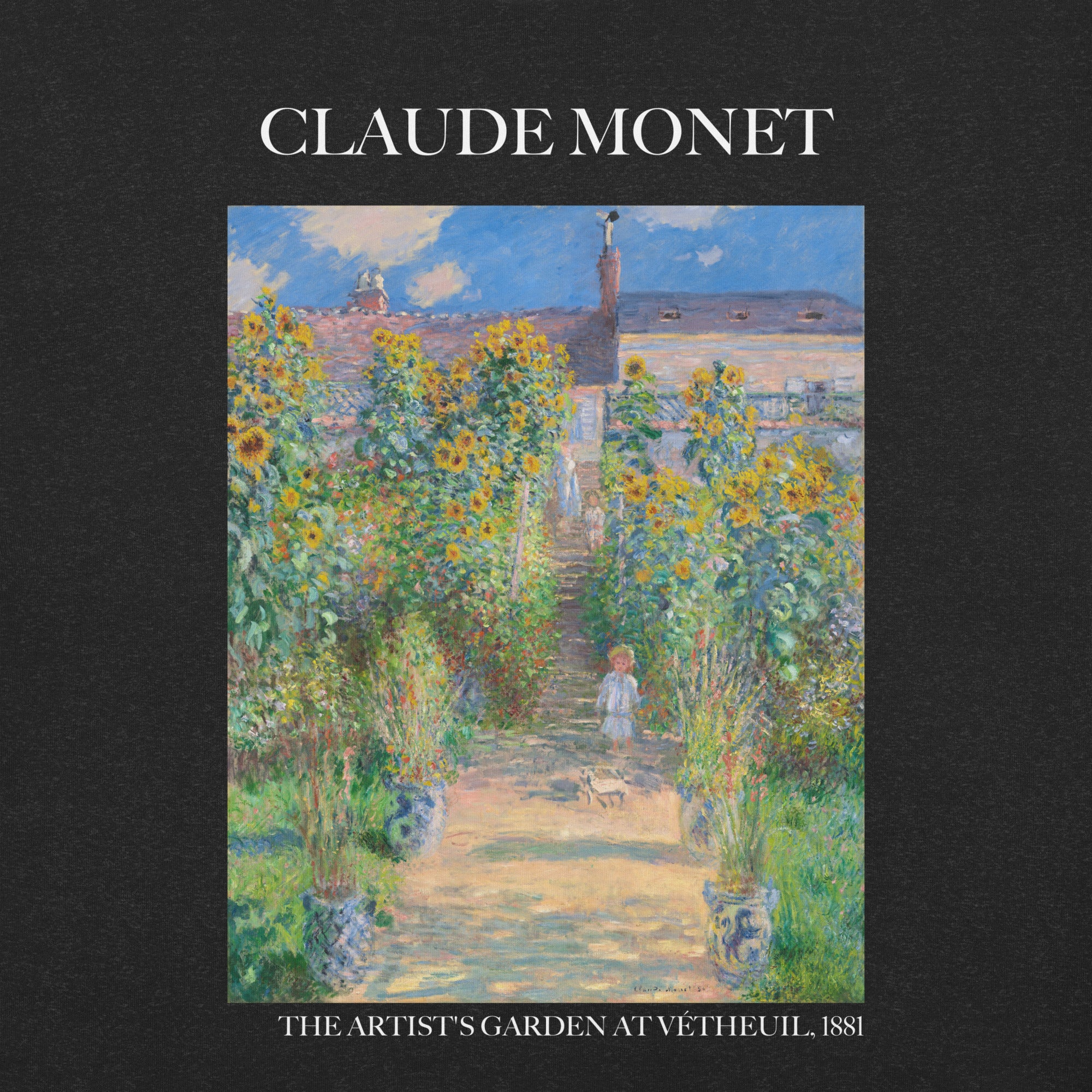 Claude Monet 'The Artist's Garden at Vétheuil' Famous Painting T-Shirt | Unisex Classic Art Tee