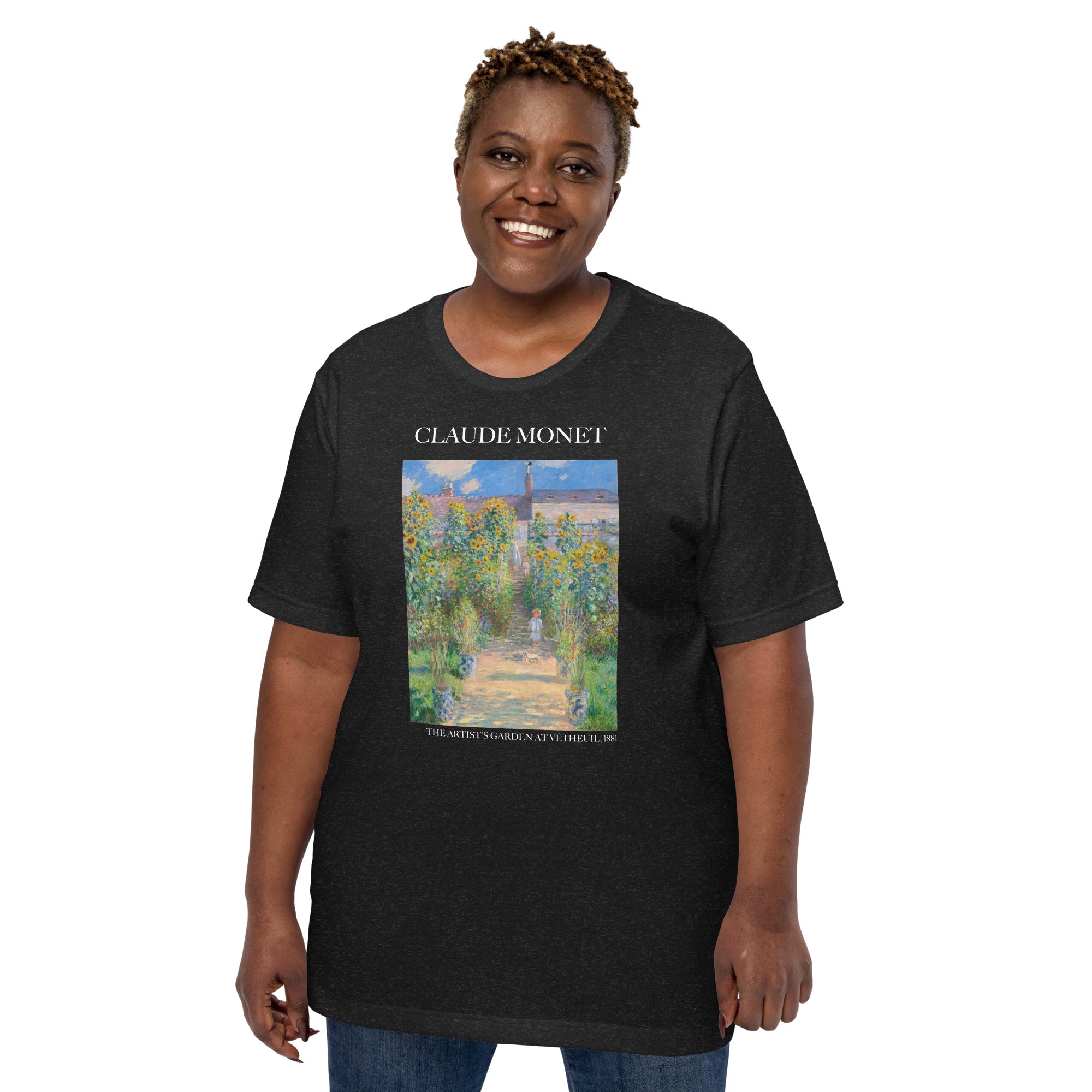 Claude Monet 'The Artist's Garden at Vétheuil' Famous Painting T-Shirt | Unisex Classic Art Tee