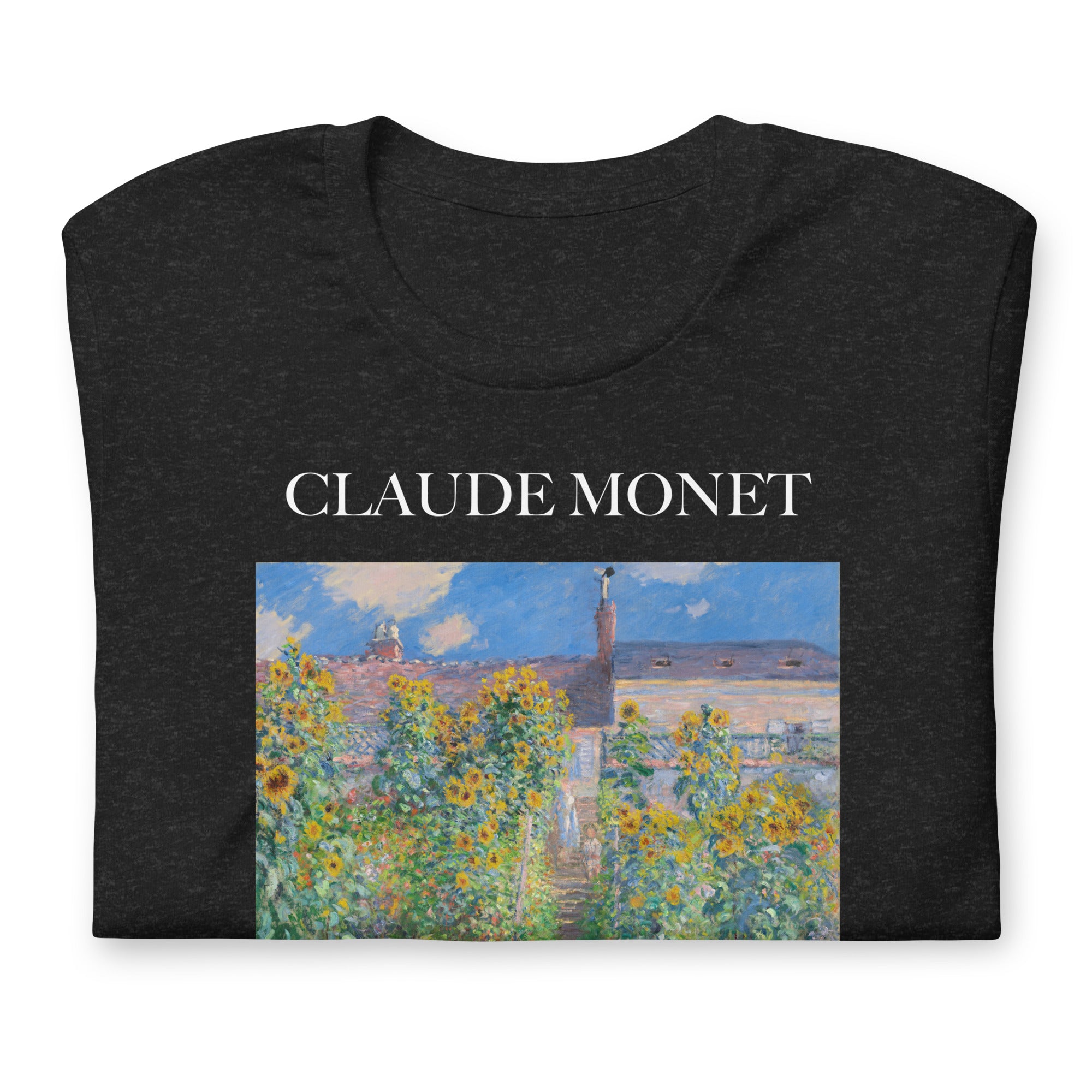 Claude Monet 'The Artist's Garden at Vétheuil' Famous Painting T-Shirt | Unisex Classic Art Tee