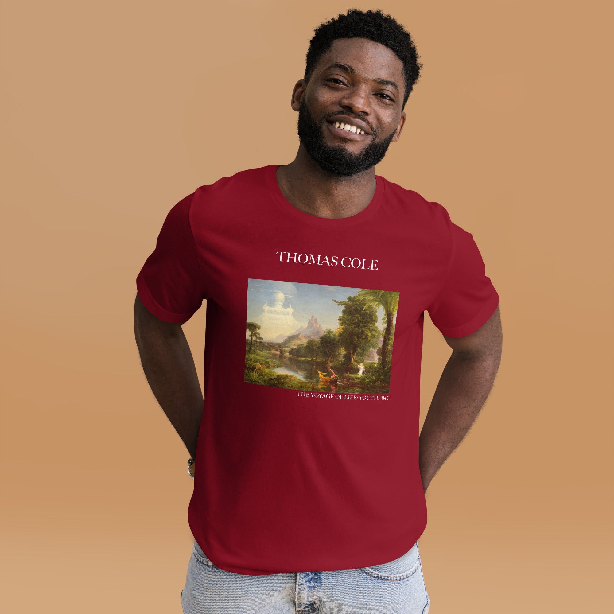 Thomas Cole T-Shirt mit berühmtem Gemälde „The Voyage of Life: Youth“ | Unisex-T-Shirt im klassischen Kunst-Stil