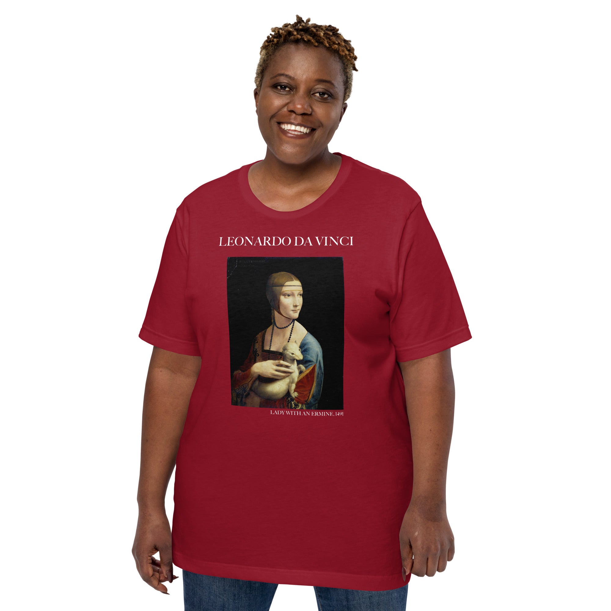 Leonardo da Vinci T-Shirt mit berühmtem Gemälde „Die Dame mit dem Hermelin“ | Unisex-T-Shirt für klassische Kunst