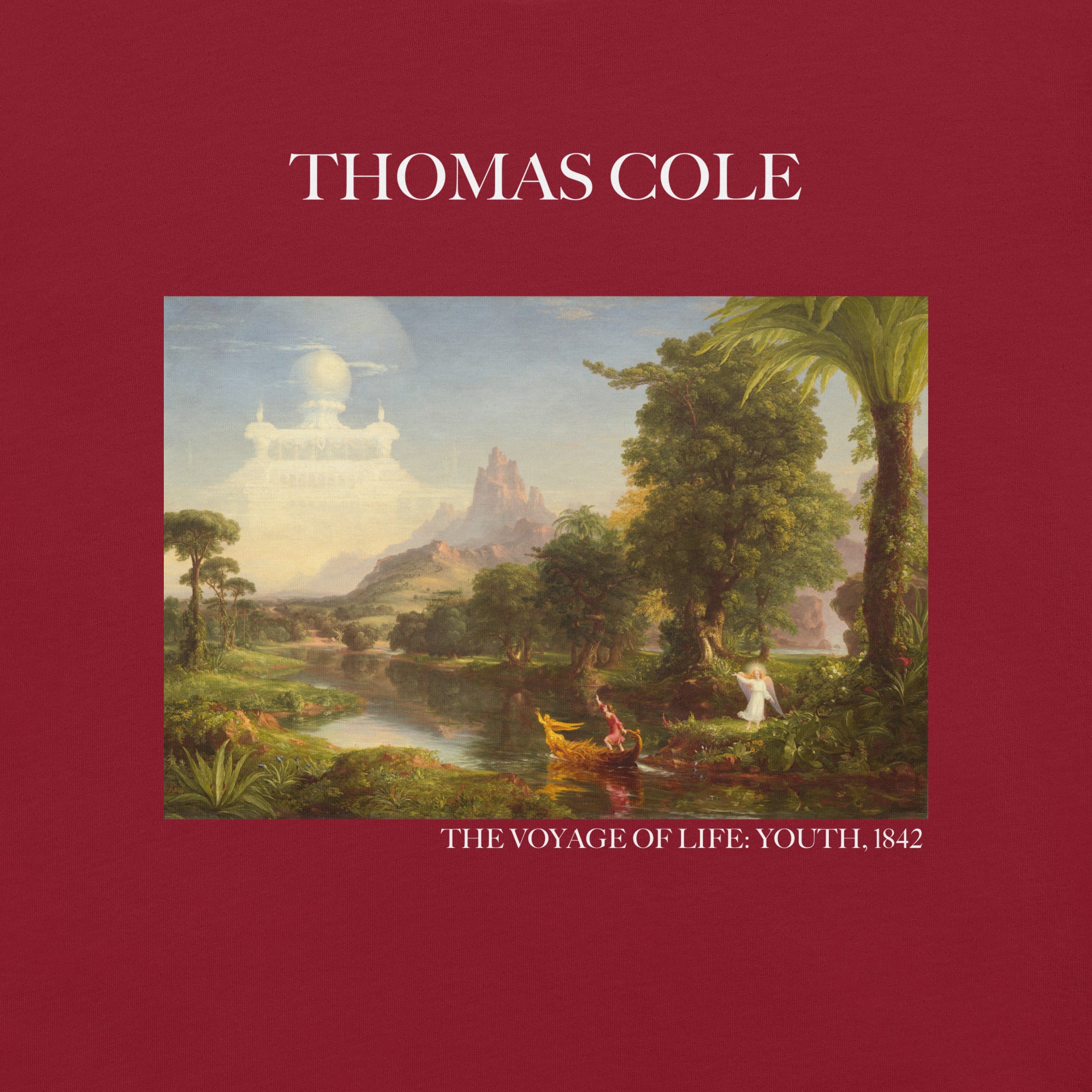 Thomas Cole T-Shirt mit berühmtem Gemälde „The Voyage of Life: Youth“ | Unisex-T-Shirt im klassischen Kunst-Stil