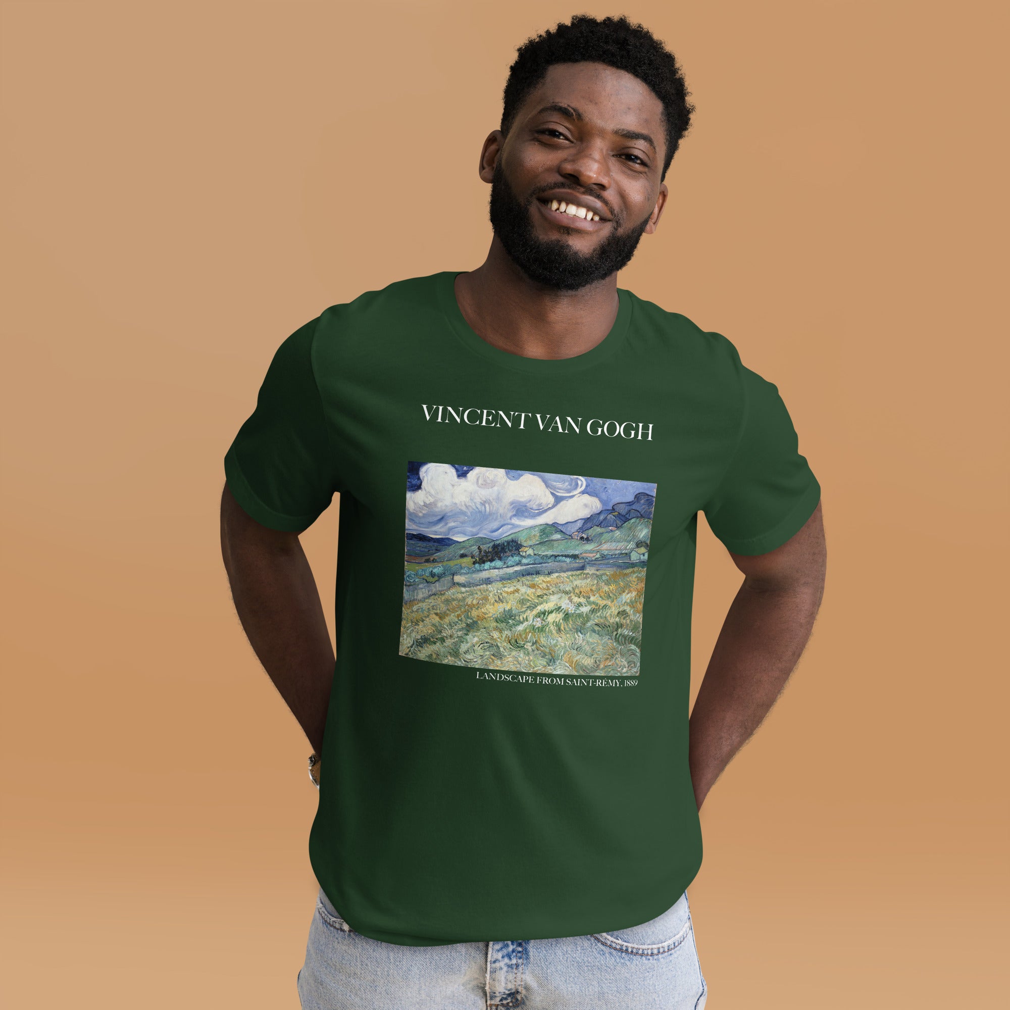 Vincent van Gogh 'Landschaft von Saint-Rémy' Berühmtes Gemälde T-Shirt | Unisex Klassisches Kunst-T-Shirt