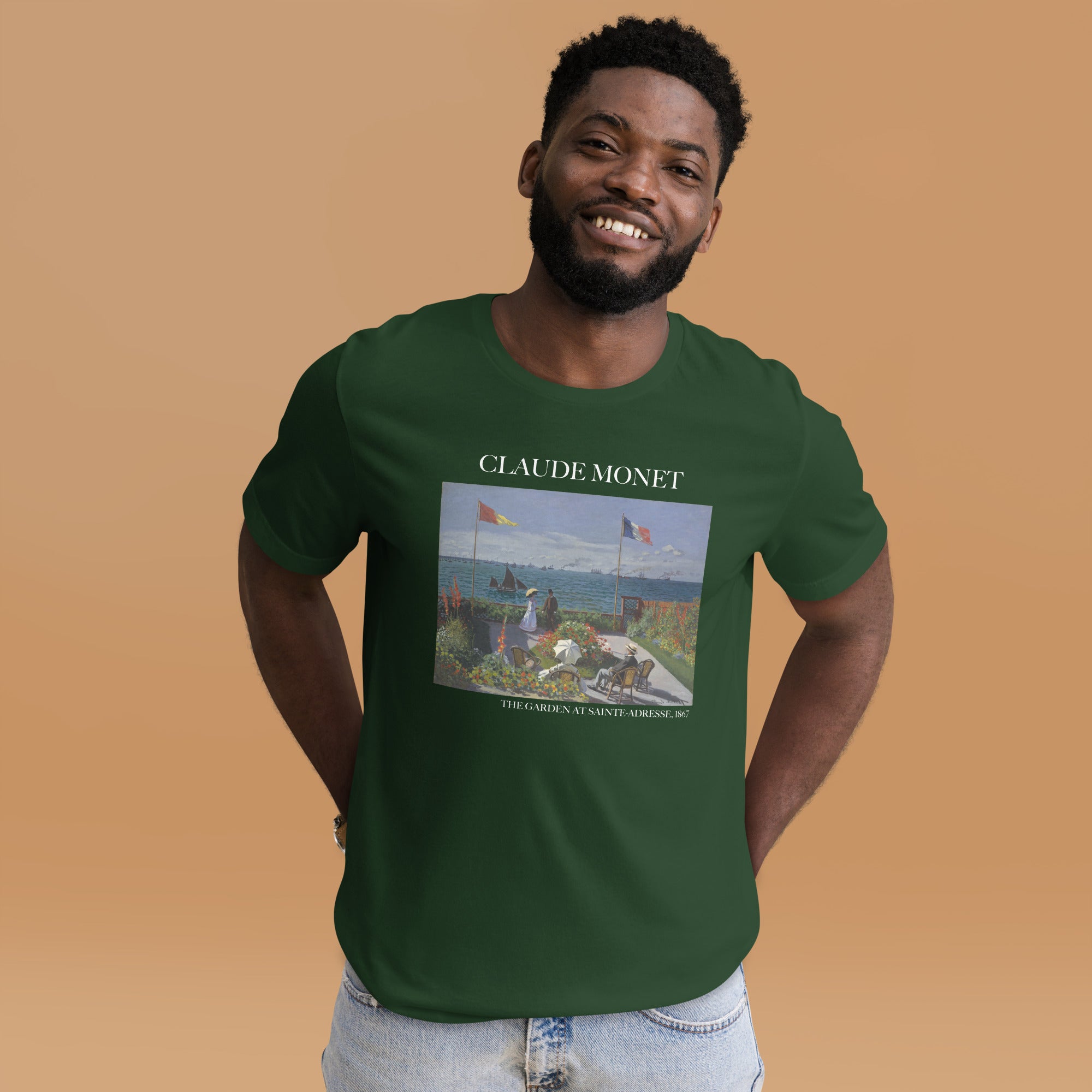 Claude Monet 'Der Garten in Sainte-Adresse' Berühmtes Gemälde T-Shirt | Unisex Klassisches Kunst-T-Shirt