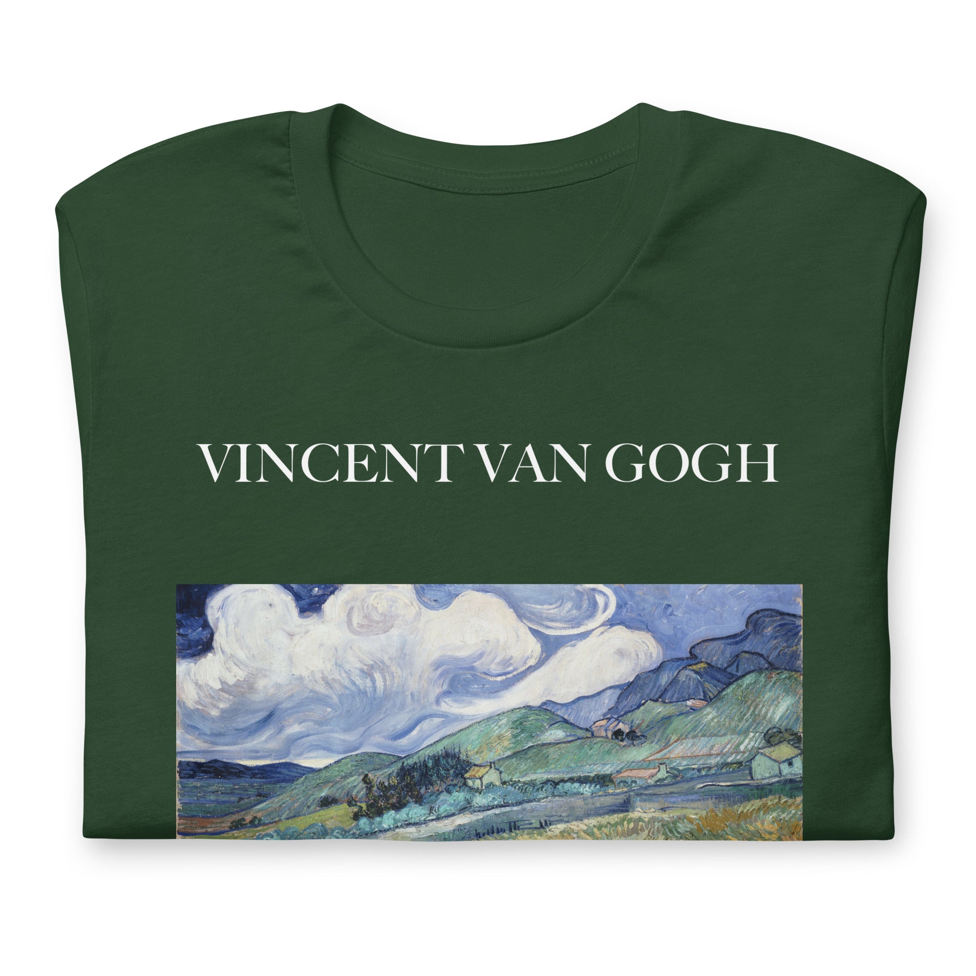 Vincent van Gogh 'Landschaft von Saint-Rémy' Berühmtes Gemälde T-Shirt | Unisex Klassisches Kunst-T-Shirt