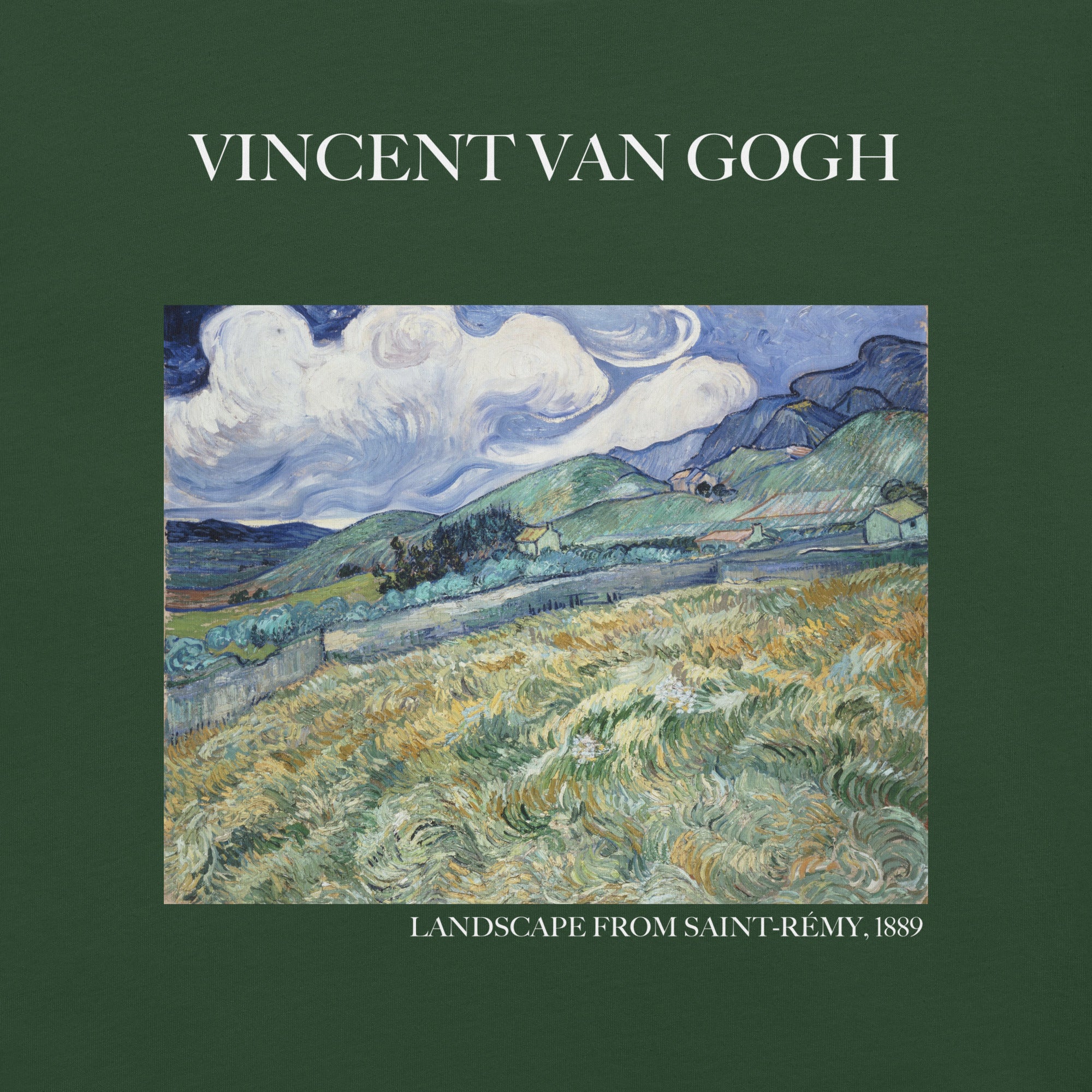 Vincent van Gogh 'Landschaft von Saint-Rémy' Berühmtes Gemälde T-Shirt | Unisex Klassisches Kunst-T-Shirt