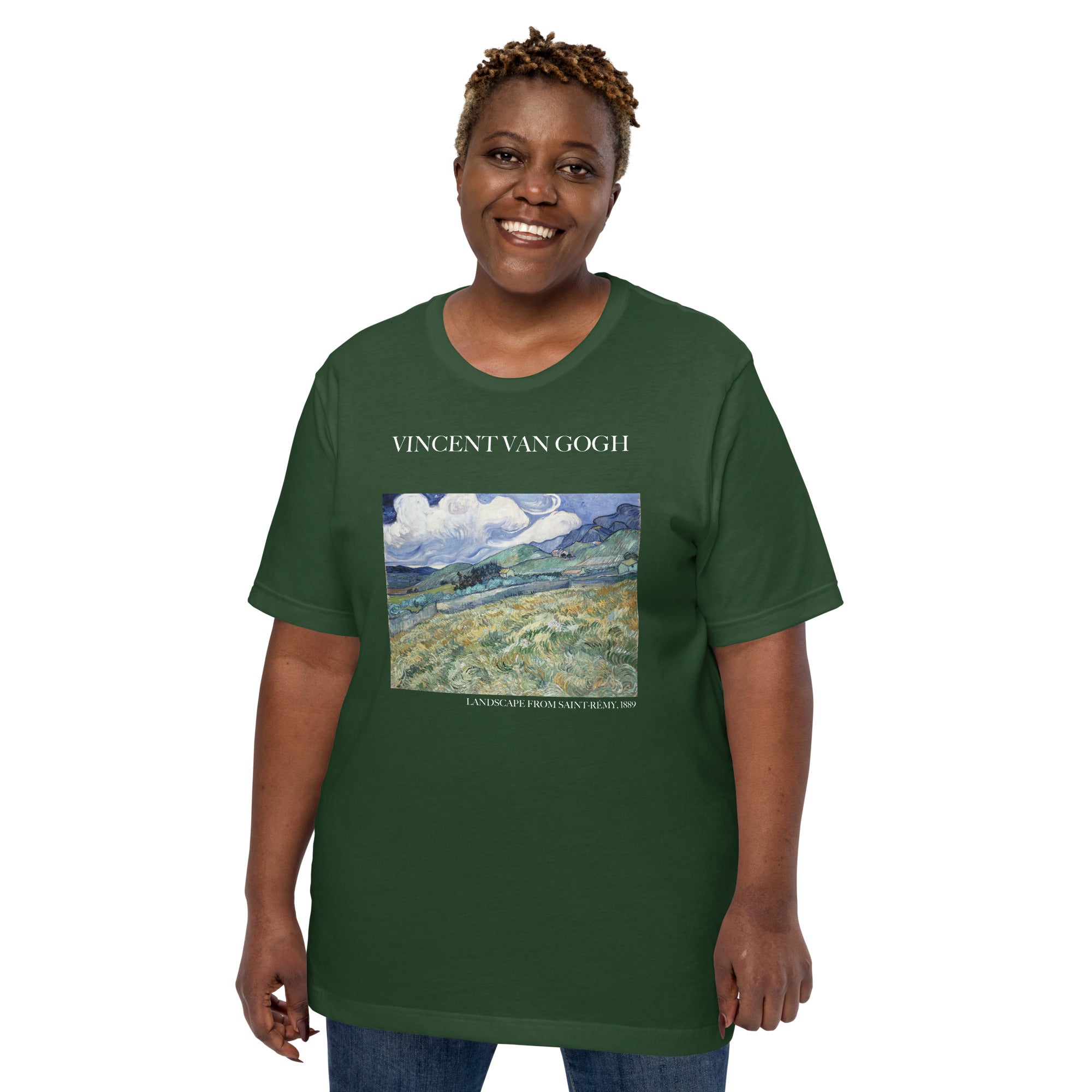 Vincent van Gogh 'Landschaft von Saint-Rémy' Berühmtes Gemälde T-Shirt | Unisex Klassisches Kunst-T-Shirt