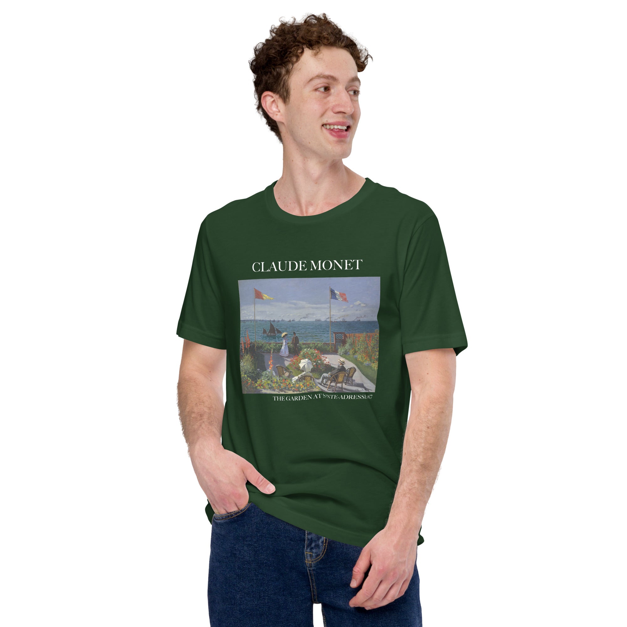 Claude Monet 'Der Garten in Sainte-Adresse' Berühmtes Gemälde T-Shirt | Unisex Klassisches Kunst-T-Shirt