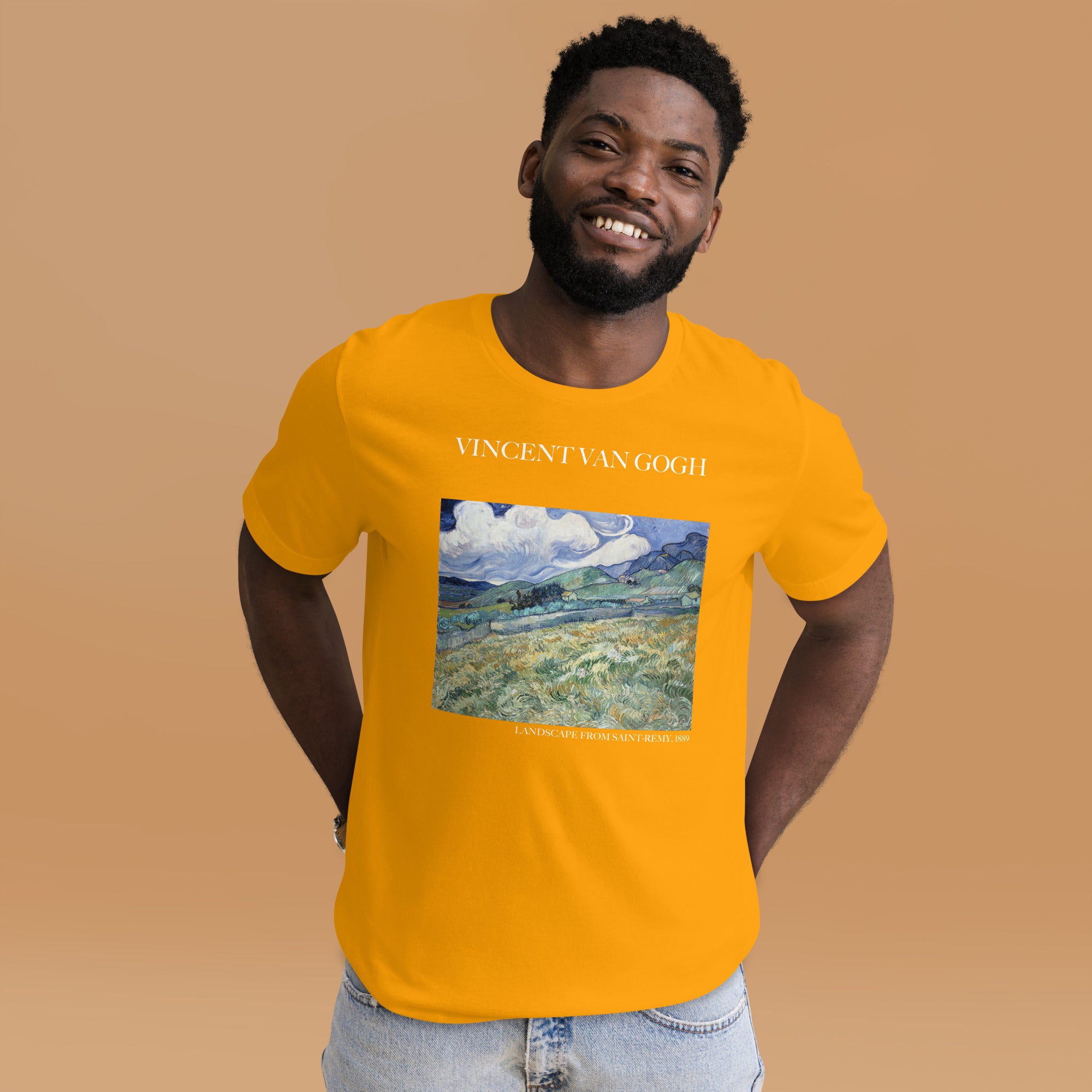 Vincent van Gogh 'Landschaft von Saint-Rémy' Berühmtes Gemälde T-Shirt | Unisex Klassisches Kunst-T-Shirt