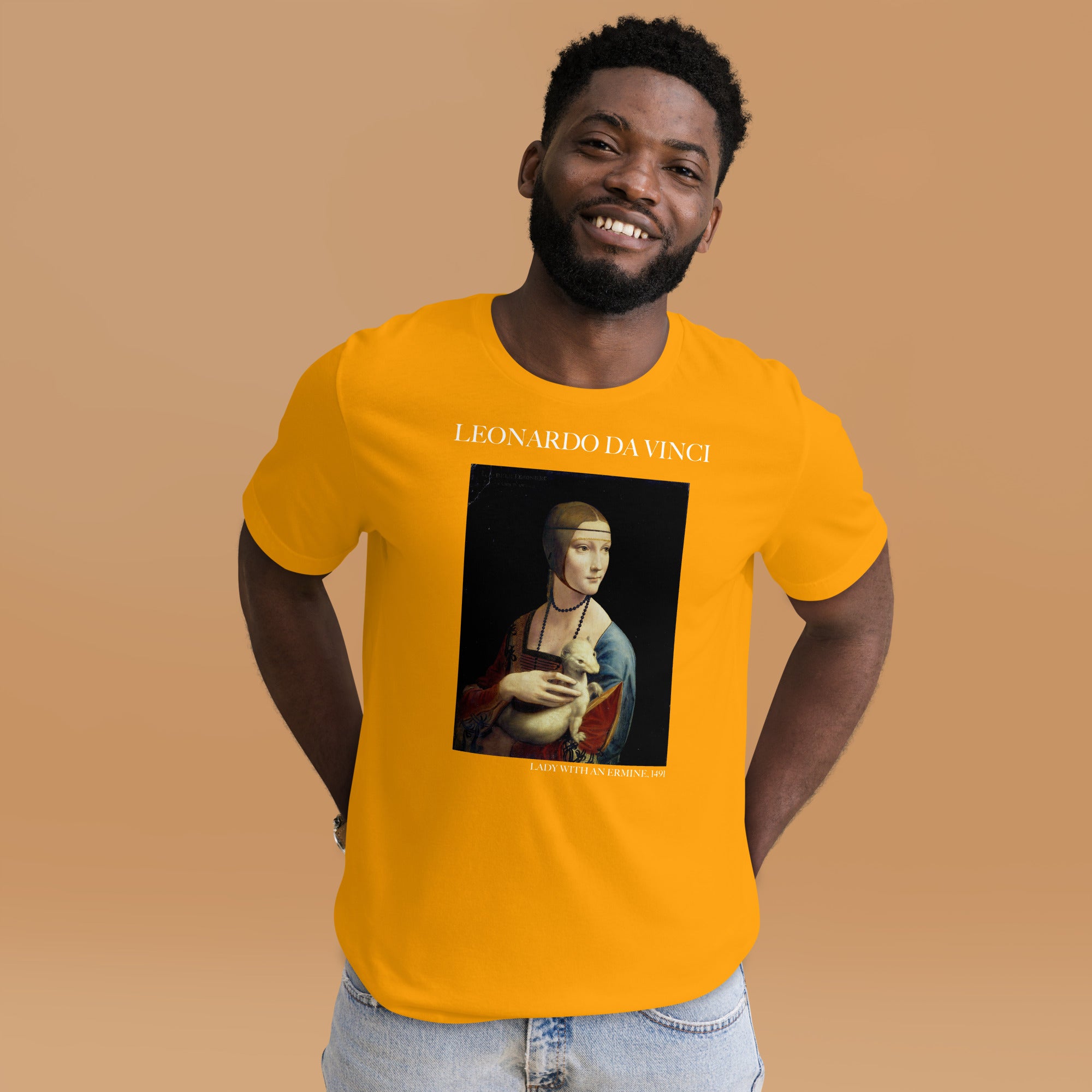 Leonardo da Vinci T-Shirt mit berühmtem Gemälde „Die Dame mit dem Hermelin“ | Unisex-T-Shirt für klassische Kunst