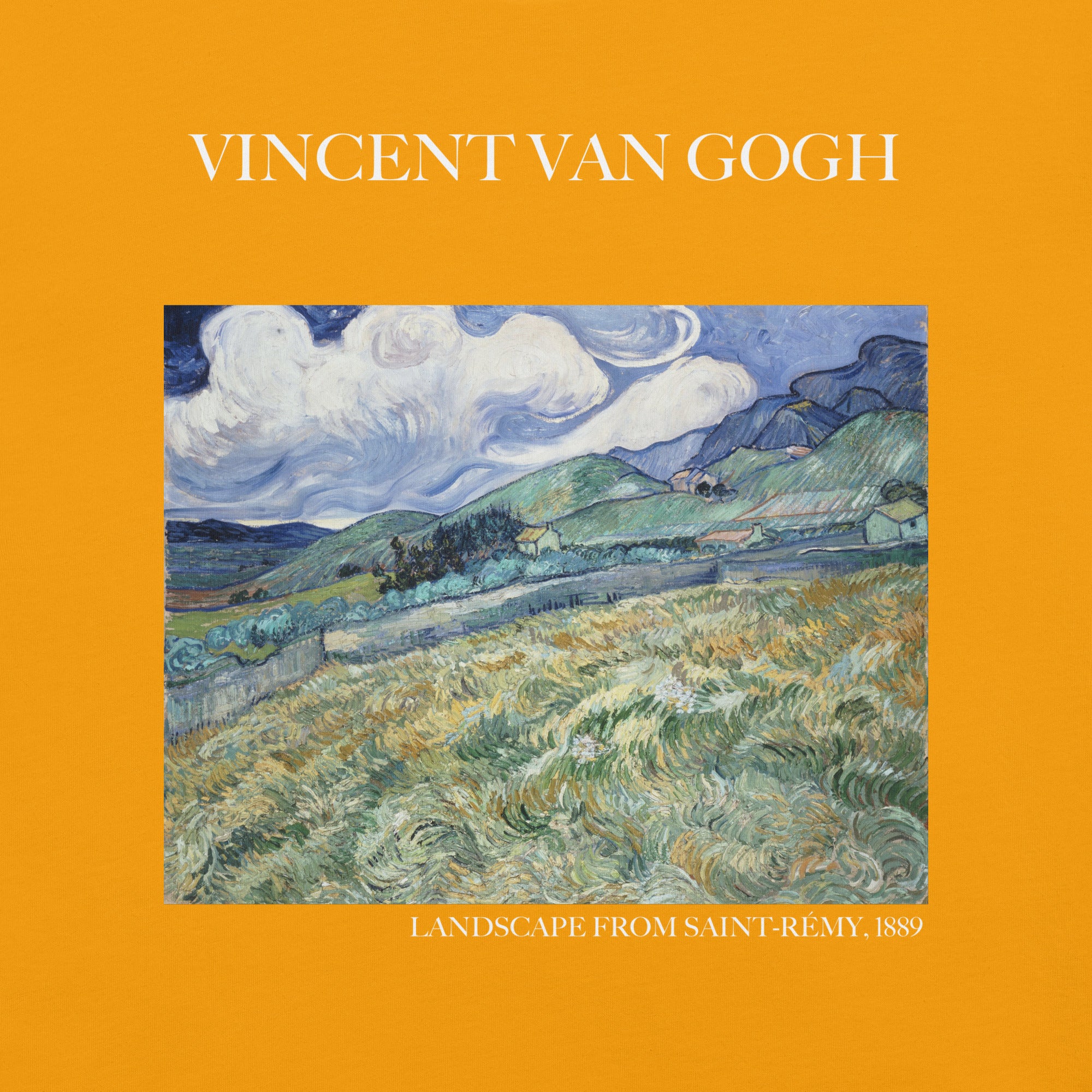 Vincent van Gogh 'Landschaft von Saint-Rémy' Berühmtes Gemälde T-Shirt | Unisex Klassisches Kunst-T-Shirt