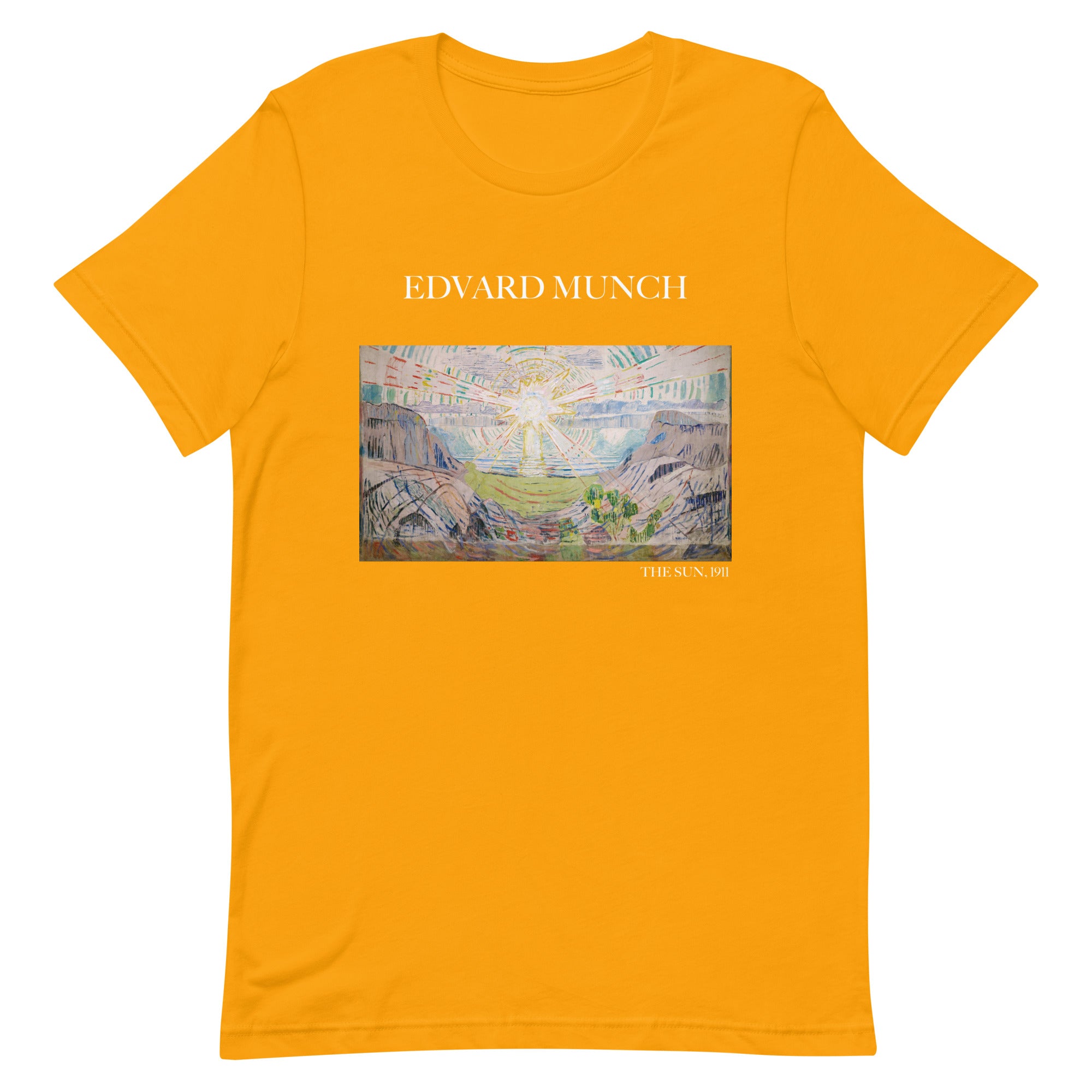 T-Shirt mit berühmtem Gemälde „Die Sonne“ von Edvard Munch | Unisex-T-Shirt im klassischen Kunststil