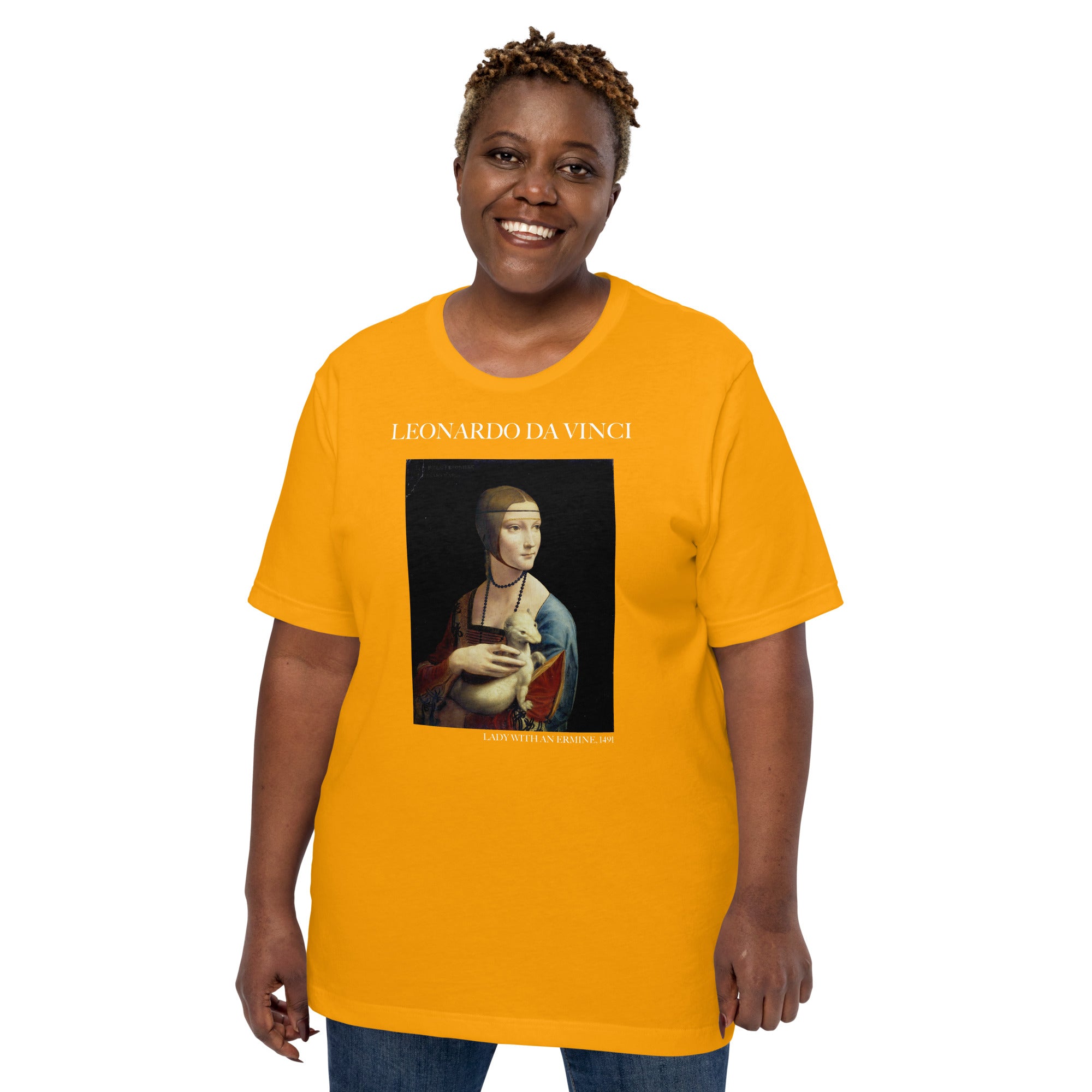 Leonardo da Vinci T-Shirt mit berühmtem Gemälde „Die Dame mit dem Hermelin“ | Unisex-T-Shirt für klassische Kunst