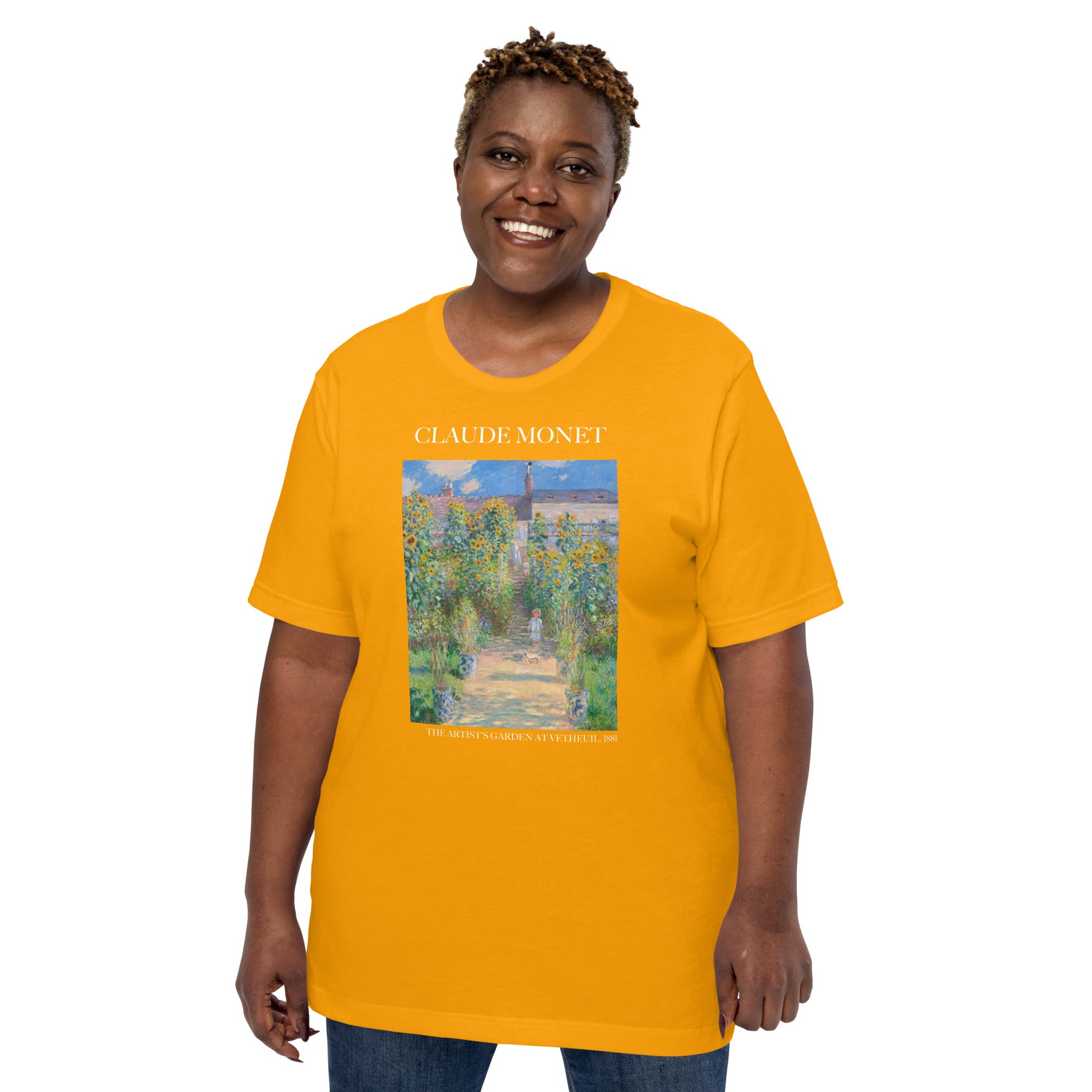 Claude Monet 'The Artist's Garden at Vétheuil' Famous Painting T-Shirt | Unisex Classic Art Tee