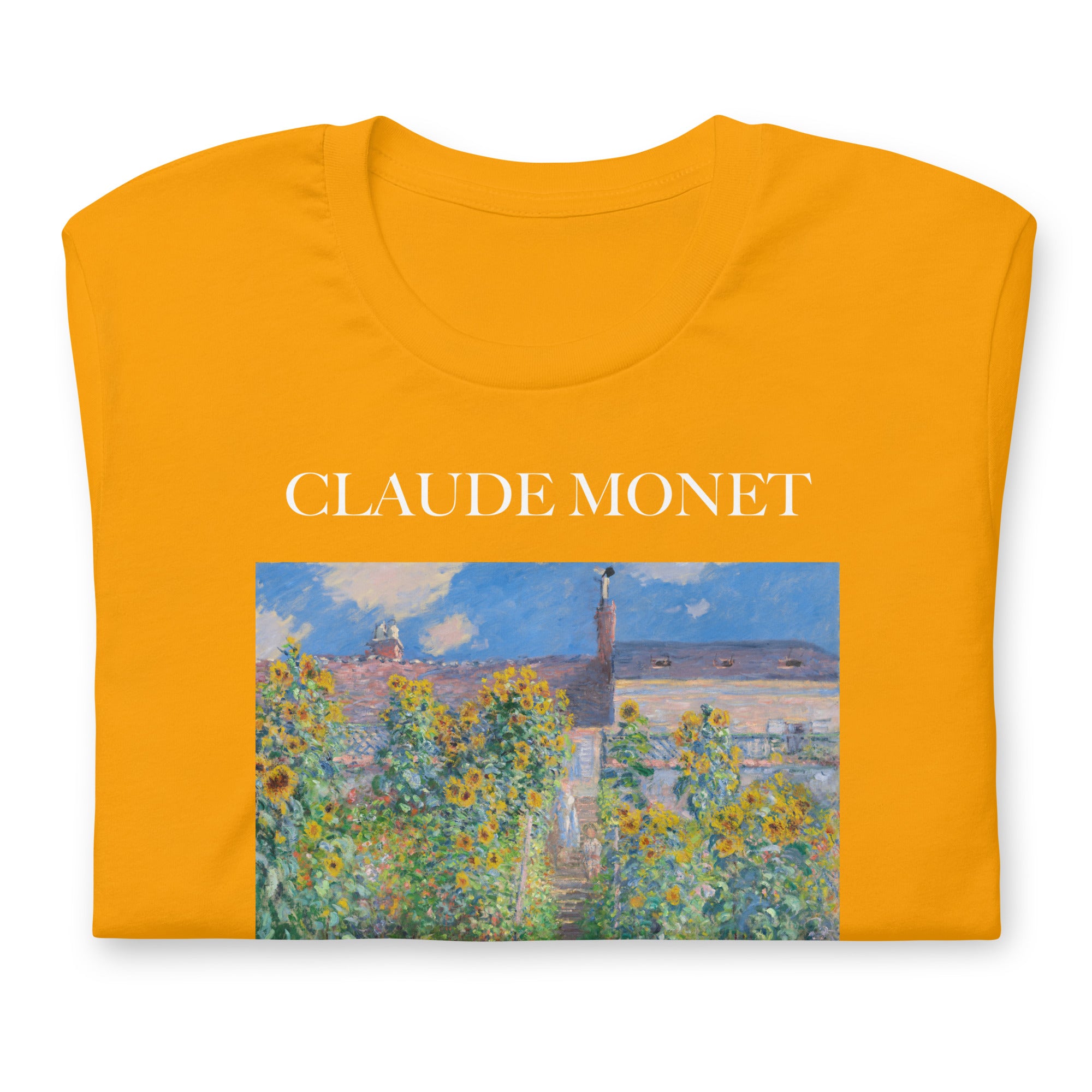 Claude Monet 'The Artist's Garden at Vétheuil' Famous Painting T-Shirt | Unisex Classic Art Tee