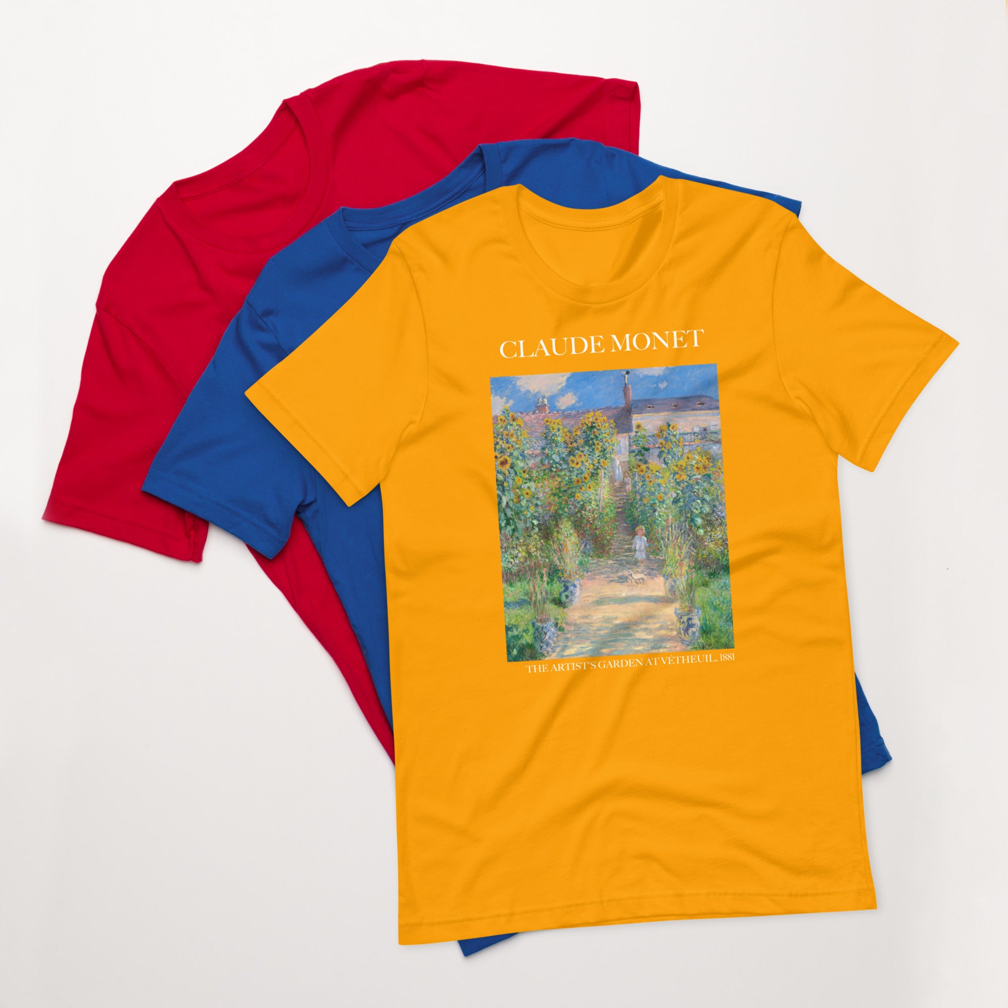 Claude Monet 'The Artist's Garden at Vétheuil' Famous Painting T-Shirt | Unisex Classic Art Tee