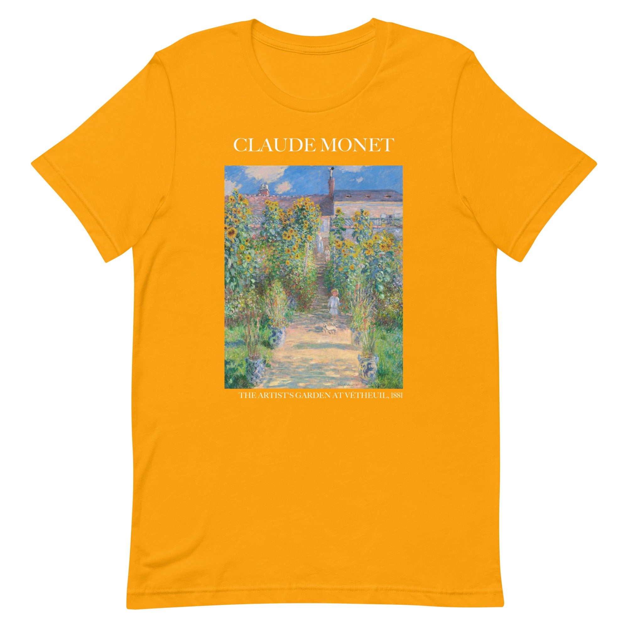 Claude Monet 'The Artist's Garden at Vétheuil' Famous Painting T-Shirt | Unisex Classic Art Tee