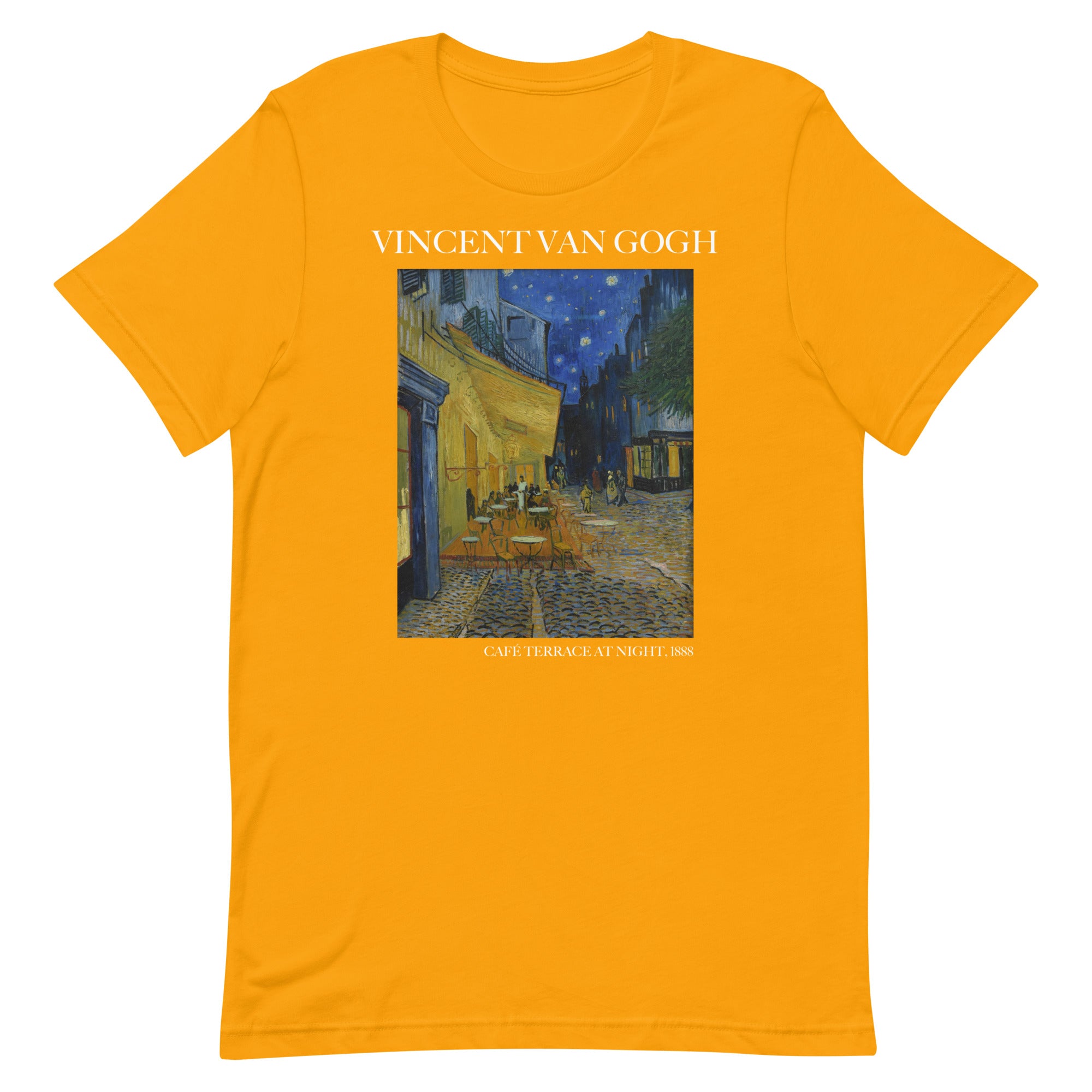 T-Shirt mit dem berühmten Gemälde „Caféterrasse bei Nacht“ von Vincent van Gogh | Unisex-T-Shirt im klassischen Kunststil