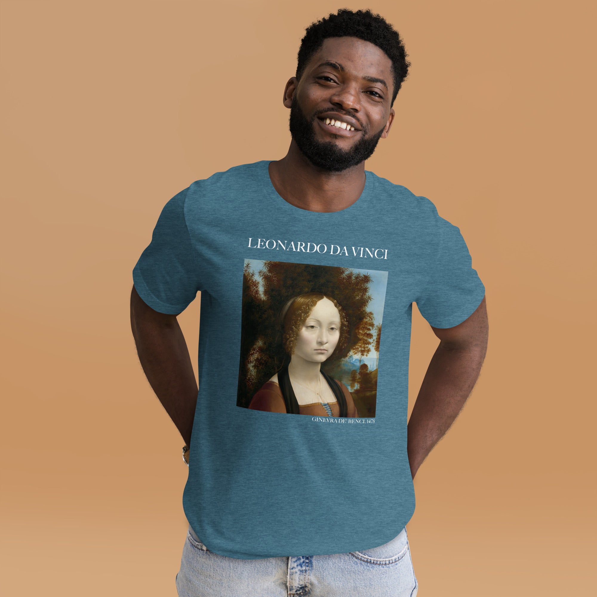 Leonardo da Vinci 'Ginevra de' Benci' Berühmtes Gemälde T-Shirt | Unisex Klassisches Kunst-T-Shirt