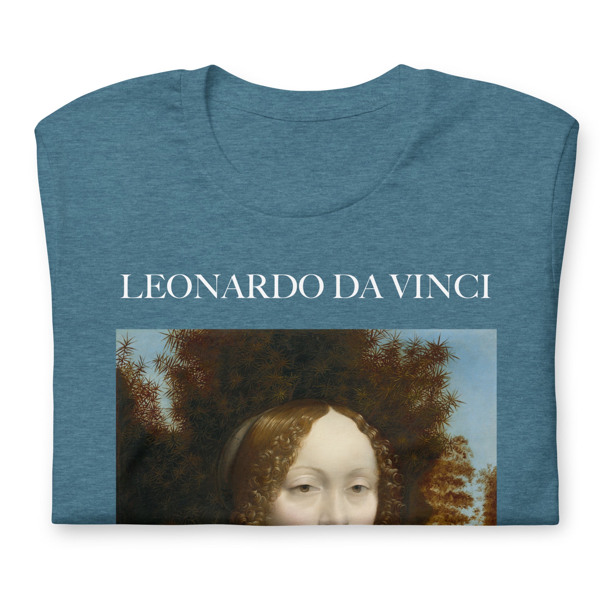 Leonardo da Vinci 'Ginevra de' Benci' Berühmtes Gemälde T-Shirt | Unisex Klassisches Kunst-T-Shirt