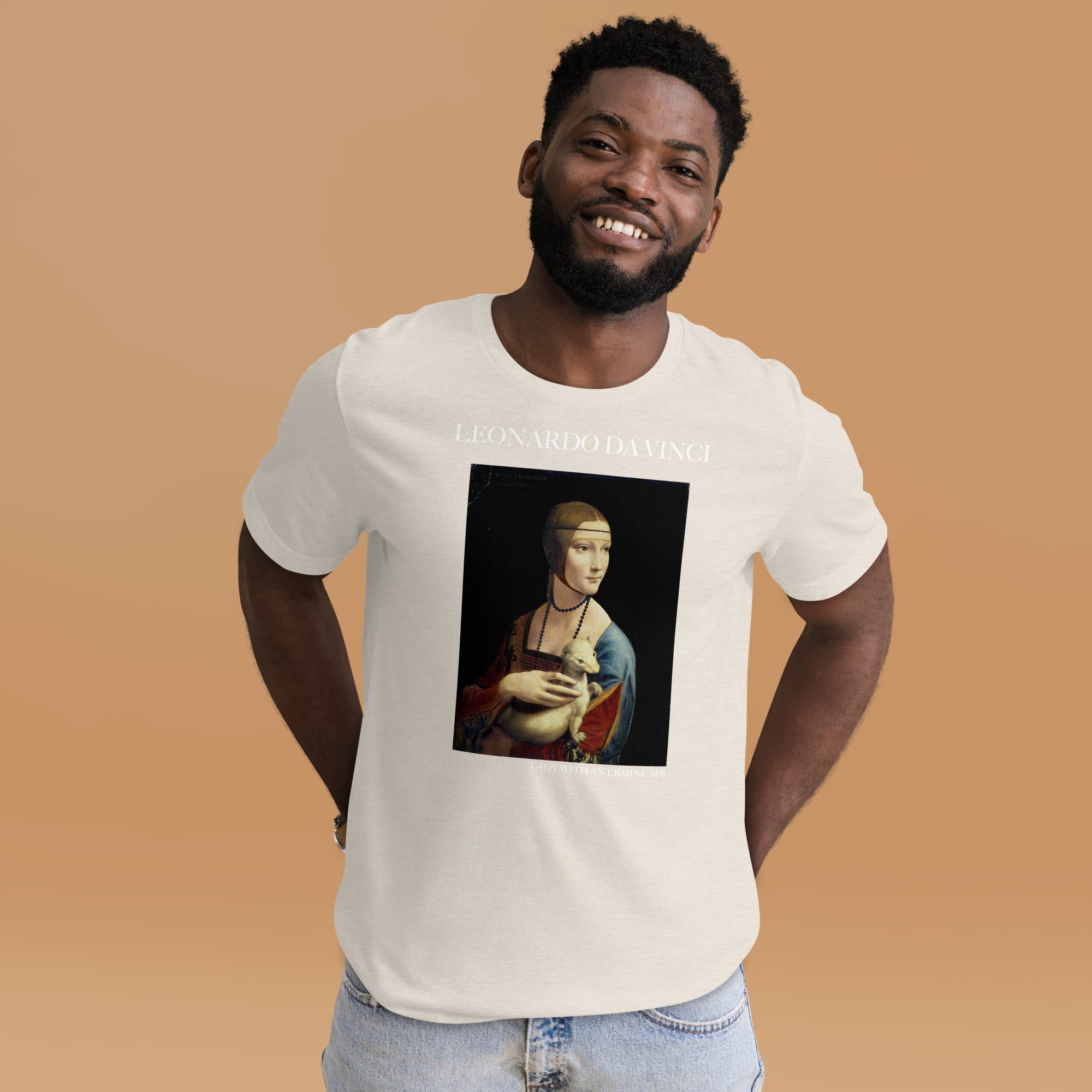 Leonardo da Vinci T-Shirt mit berühmtem Gemälde „Die Dame mit dem Hermelin“ | Unisex-T-Shirt für klassische Kunst