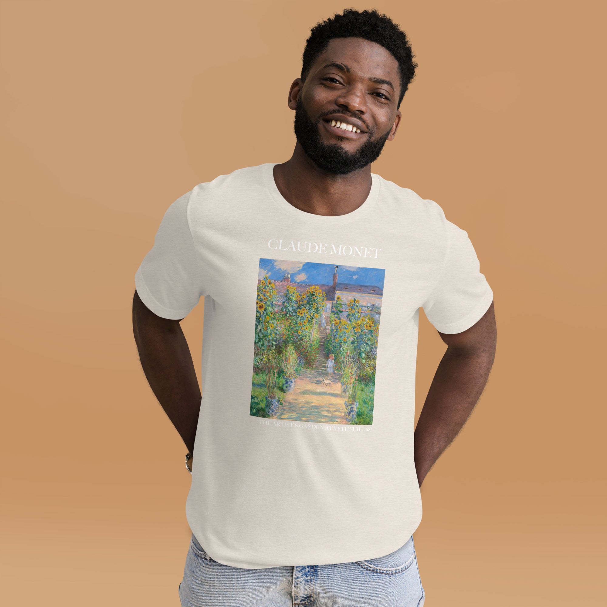 Claude Monet 'The Artist's Garden at Vétheuil' Famous Painting T-Shirt | Unisex Classic Art Tee