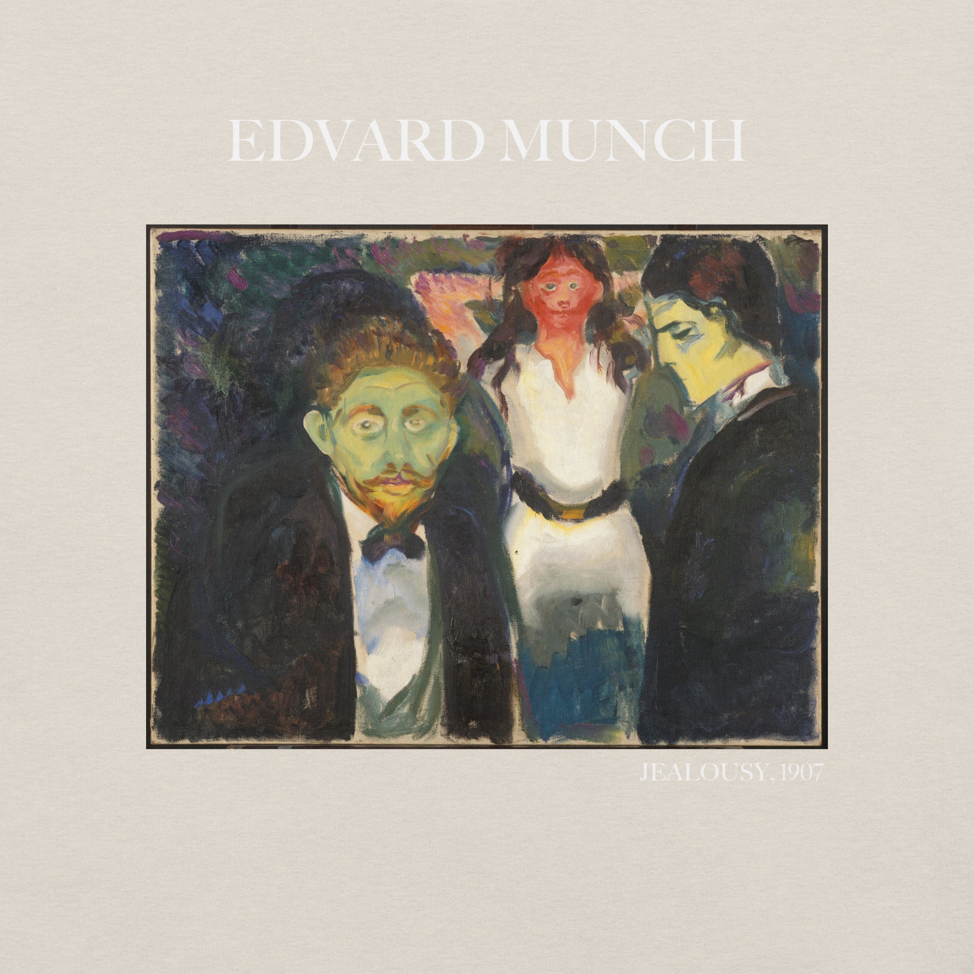 Edvard Munch T-Shirt „Eifersucht“ – berühmtes Gemälde – Unisex-T-Shirt im klassischen Kunststil