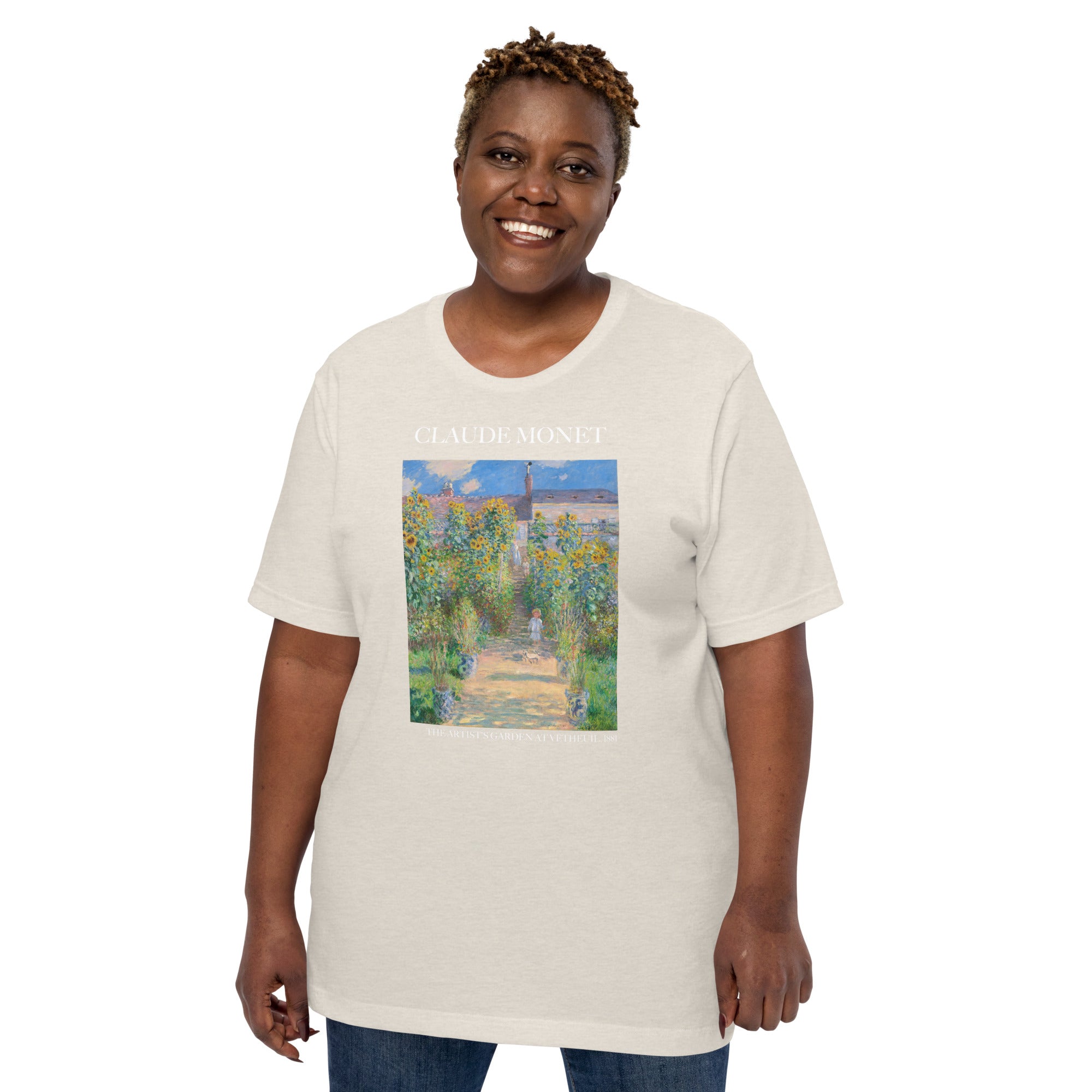 Claude Monet 'The Artist's Garden at Vétheuil' Famous Painting T-Shirt | Unisex Classic Art Tee