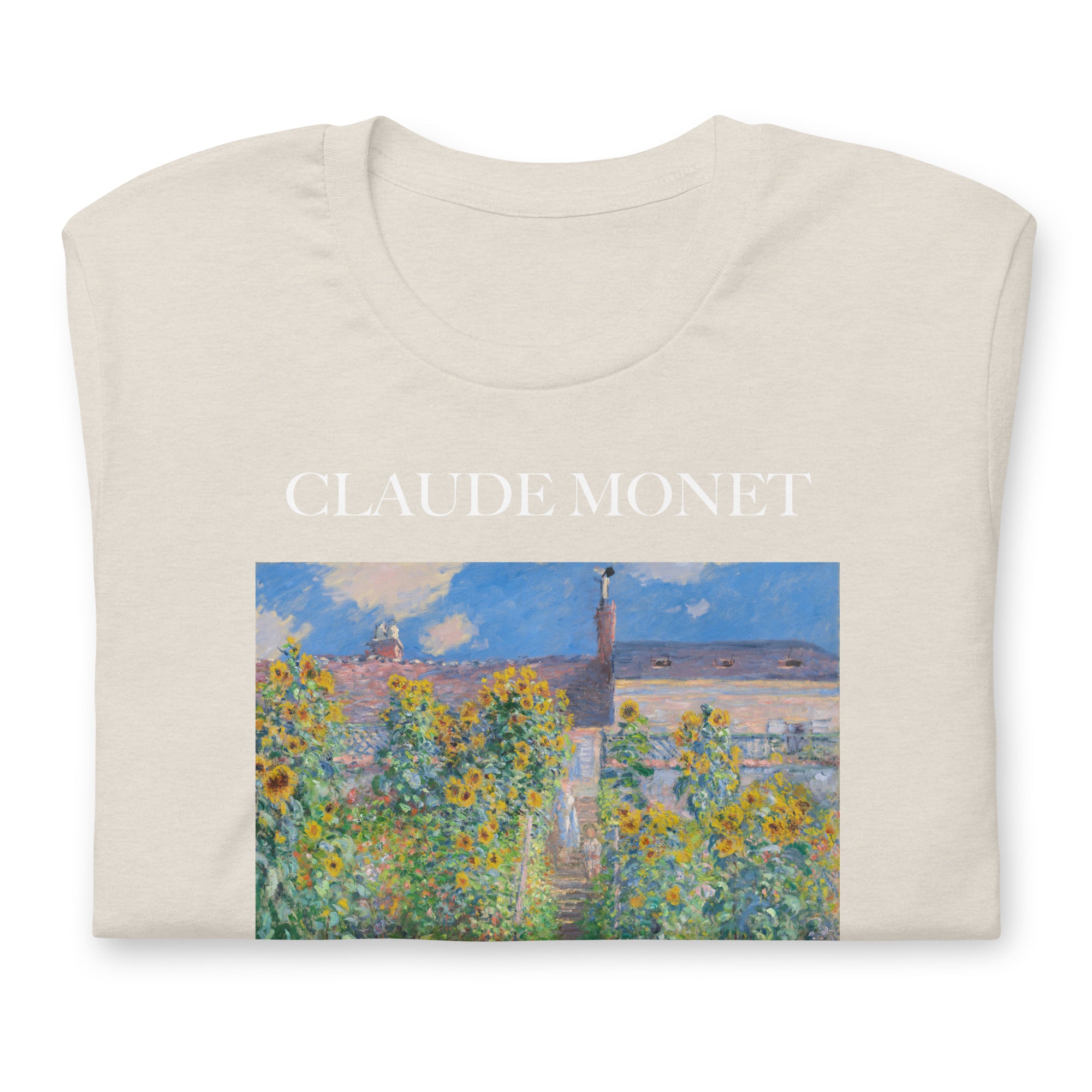 Claude Monet 'The Artist's Garden at Vétheuil' Famous Painting T-Shirt | Unisex Classic Art Tee