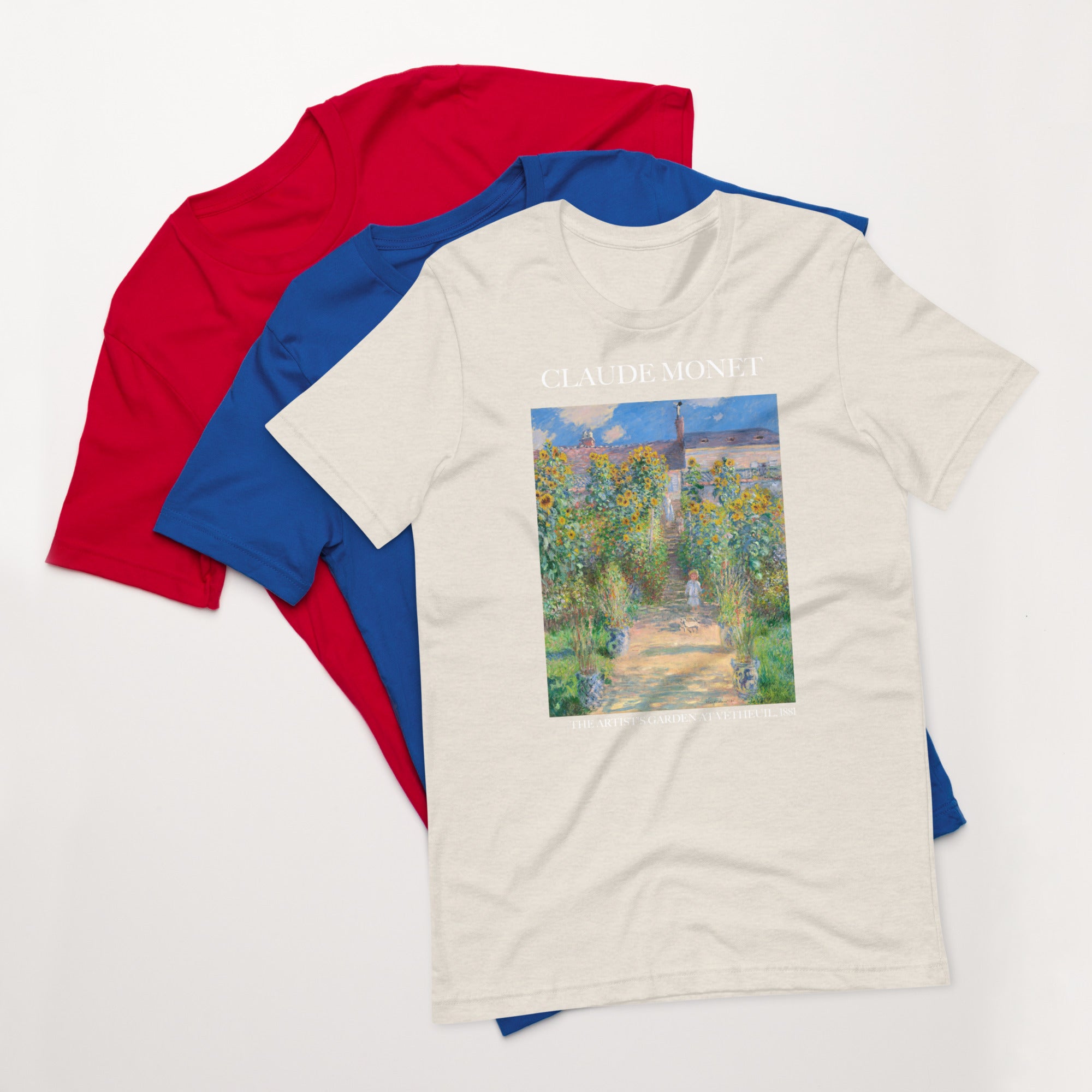 Claude Monet 'The Artist's Garden at Vétheuil' Famous Painting T-Shirt | Unisex Classic Art Tee