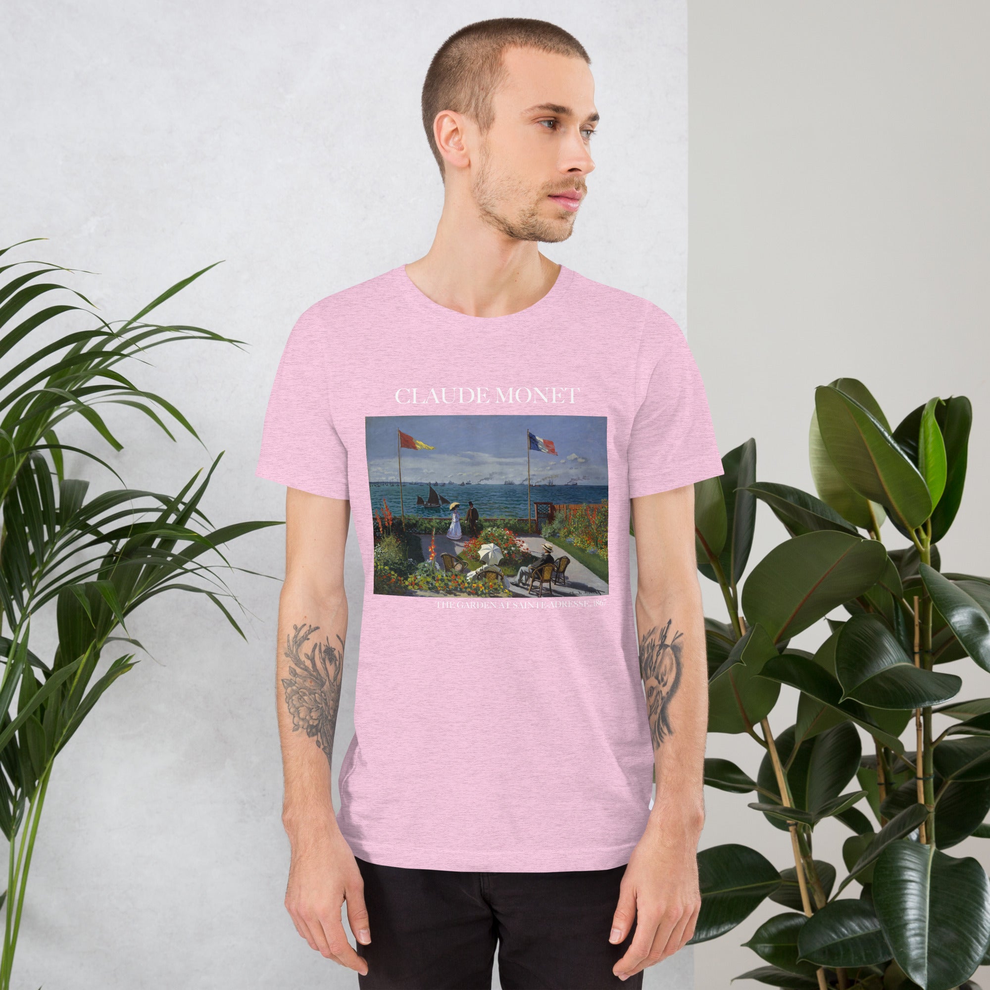 Claude Monet 'Der Garten in Sainte-Adresse' Berühmtes Gemälde T-Shirt | Unisex Klassisches Kunst-T-Shirt