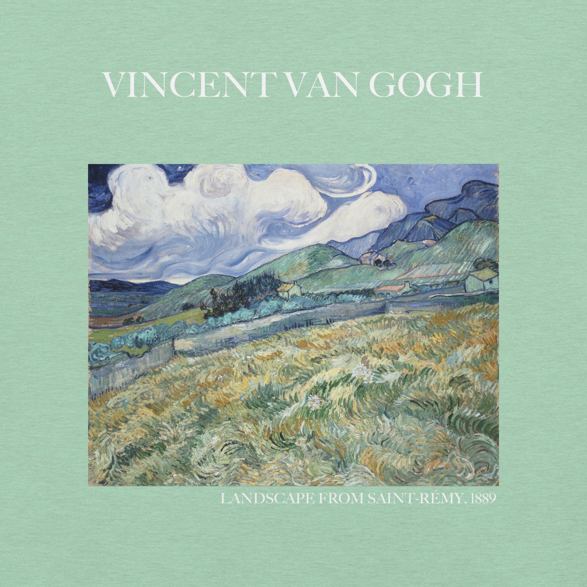 Vincent van Gogh 'Landschaft von Saint-Rémy' Berühmtes Gemälde T-Shirt | Unisex Klassisches Kunst-T-Shirt