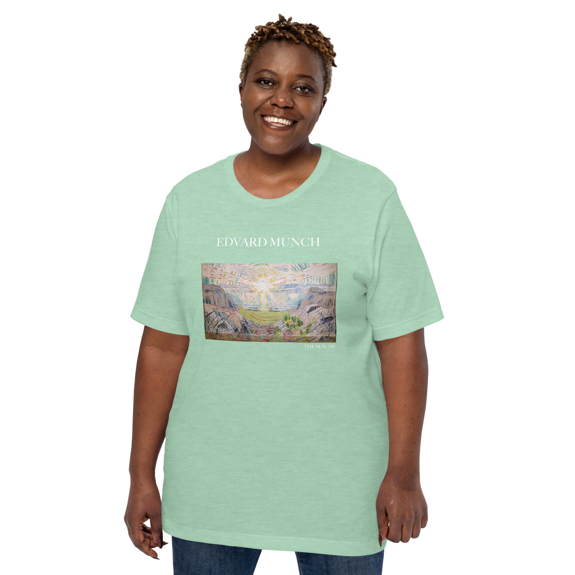T-Shirt mit berühmtem Gemälde „Die Sonne“ von Edvard Munch | Unisex-T-Shirt im klassischen Kunststil