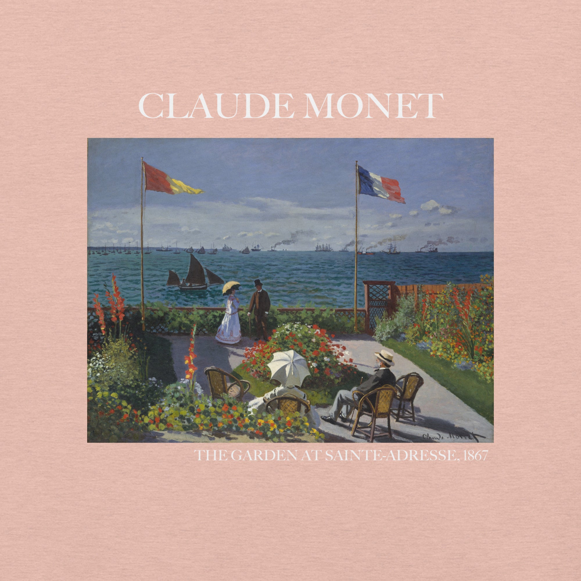 Claude Monet 'Der Garten in Sainte-Adresse' Berühmtes Gemälde T-Shirt | Unisex Klassisches Kunst-T-Shirt